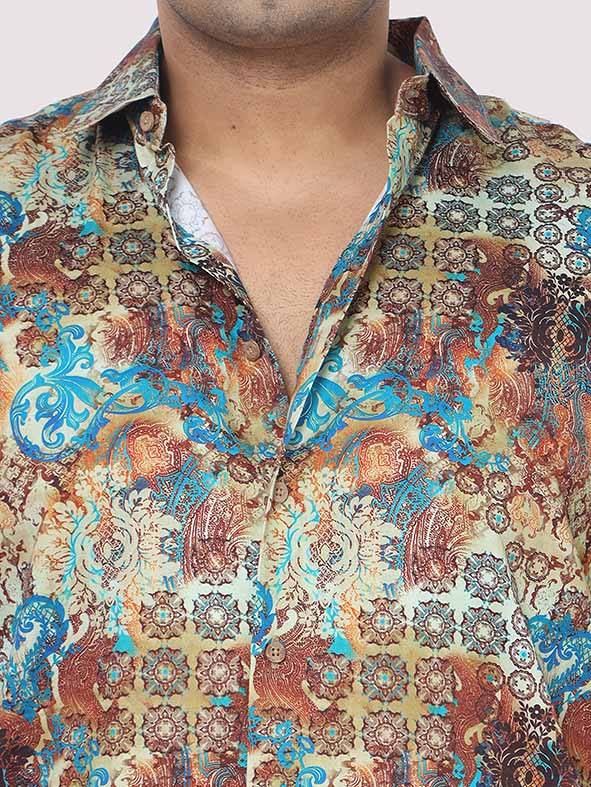 Royal Paisley Digital Printed Cotton Men's Plus Size Full Shirt - Guniaa Fashions