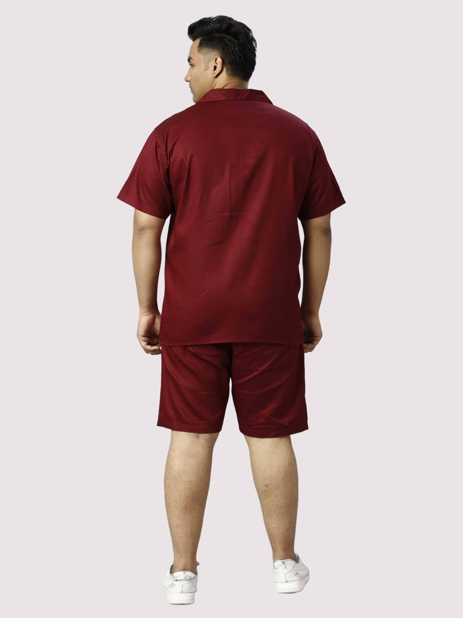 Rustic Solid Red Half Co-ords Set Men's Plus Size - Guniaa Fashions