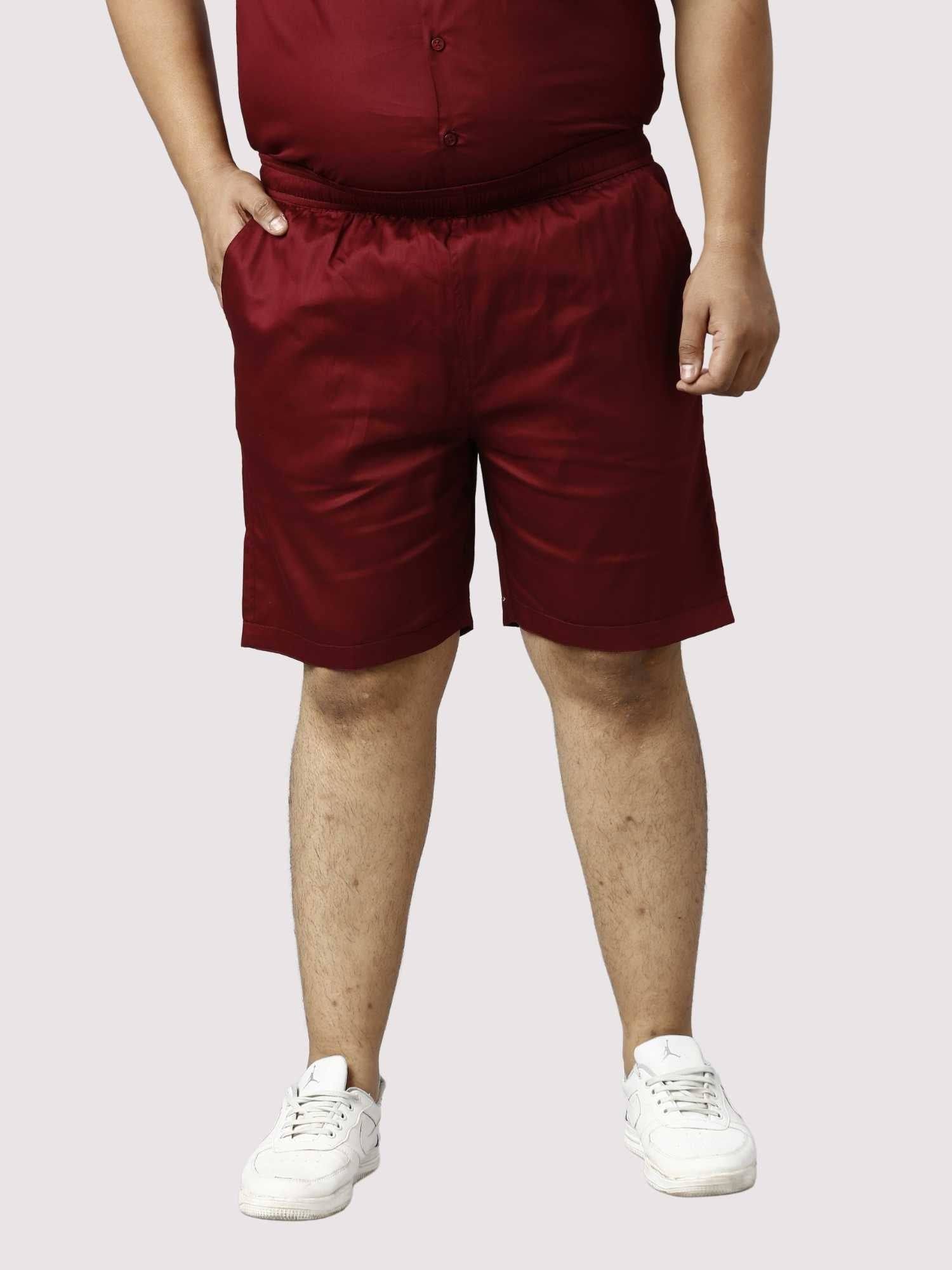 Rustic Solid Red Half Co-ords Set Men's Plus Size - Guniaa Fashions