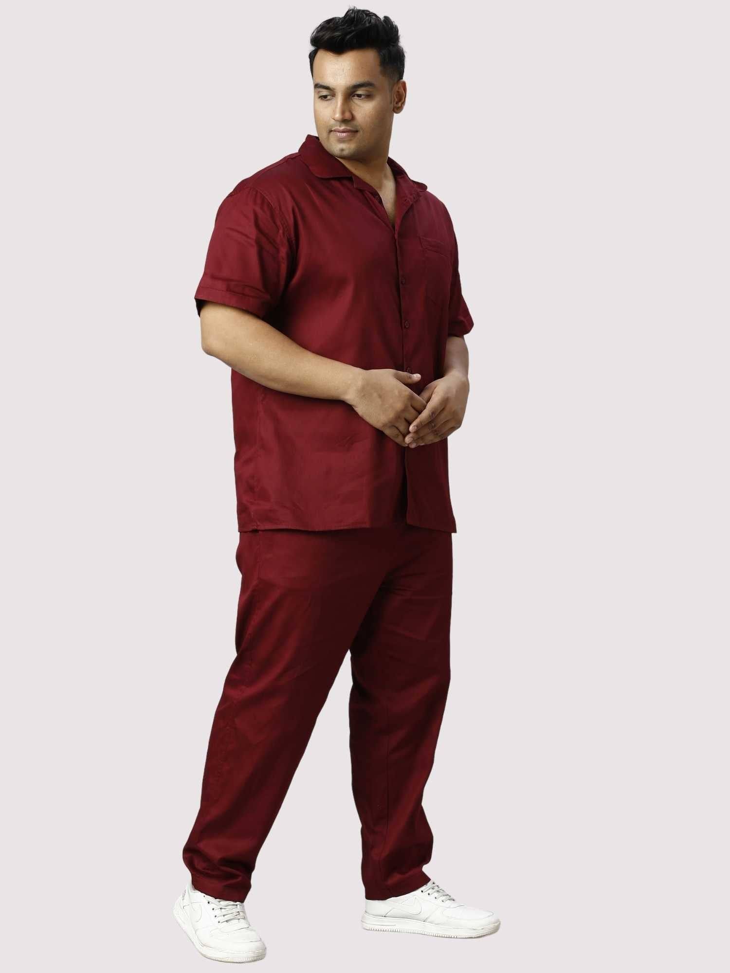 Rustic Solid Red Men Full Co-ords Set Men's Plus Size - Guniaa Fashions