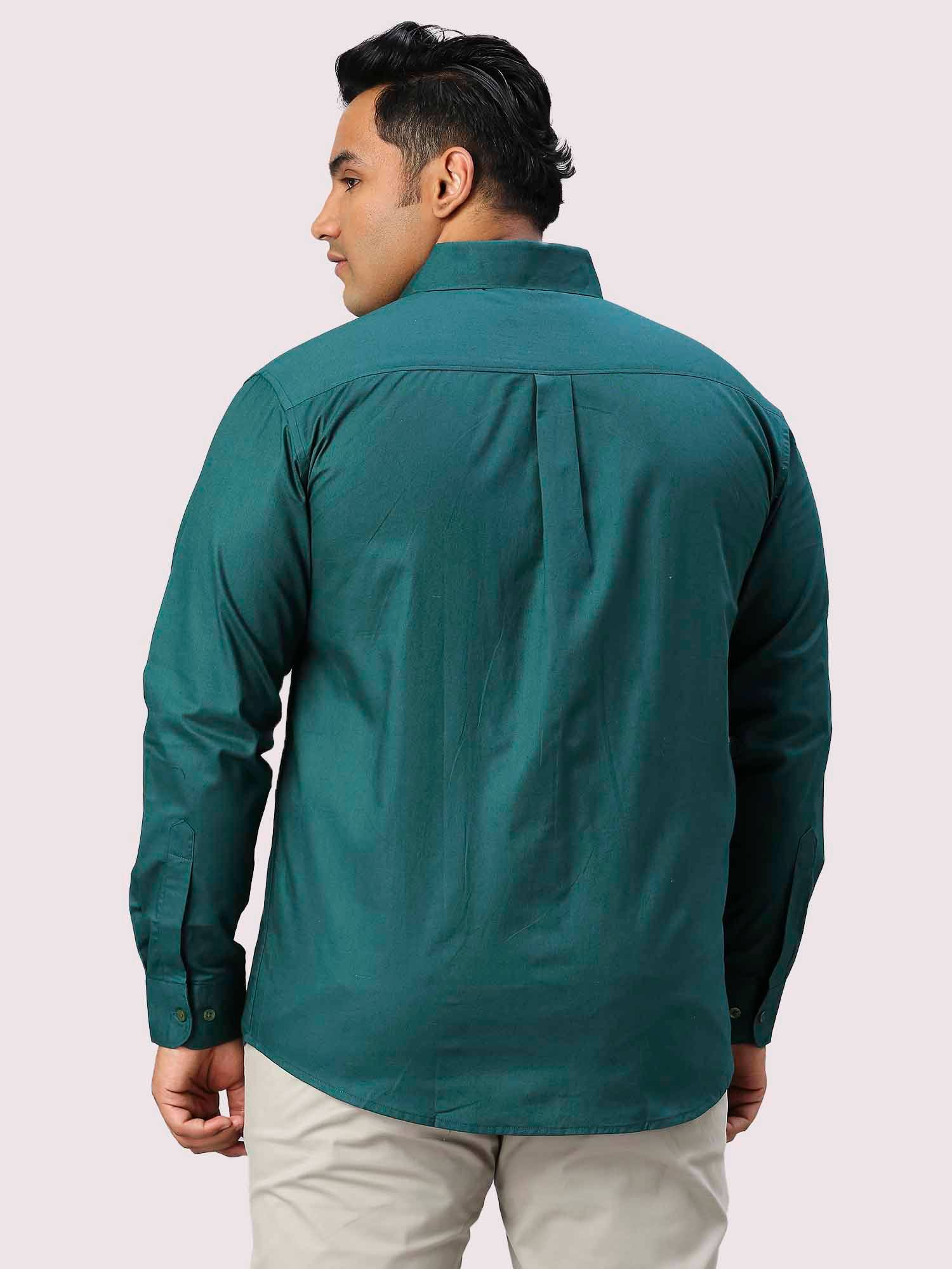 Sacramento Green Pure Cotton Shirt Men's Plus Size - Guniaa Fashions