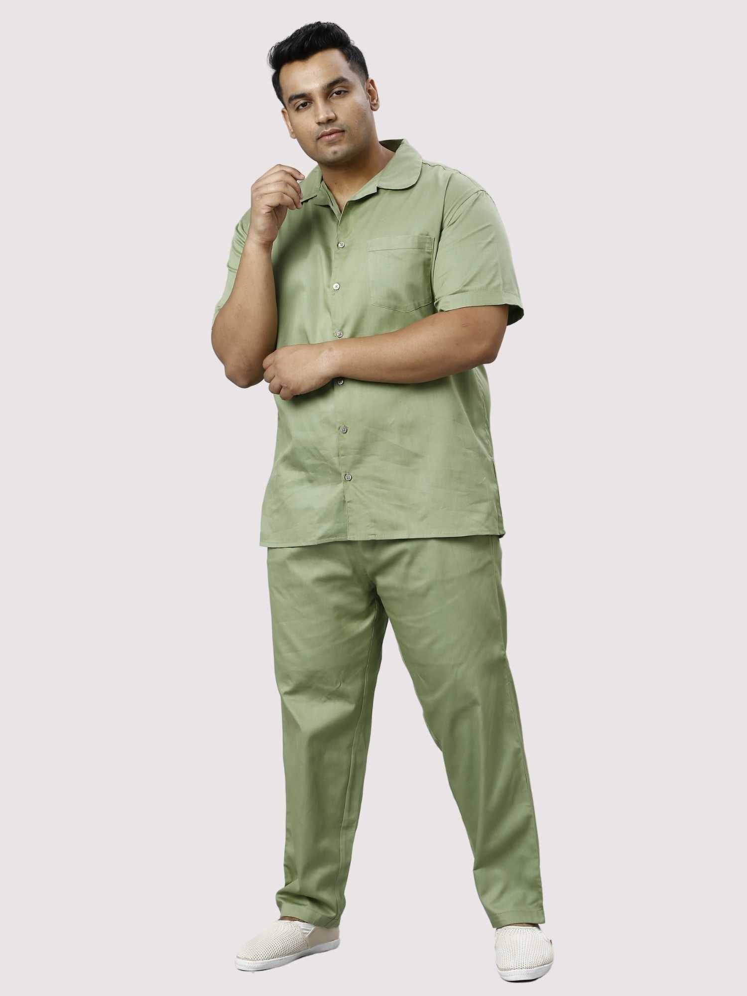 Sage Solid Green Full Co-ords Set Men's Plus Size - Guniaa Fashions