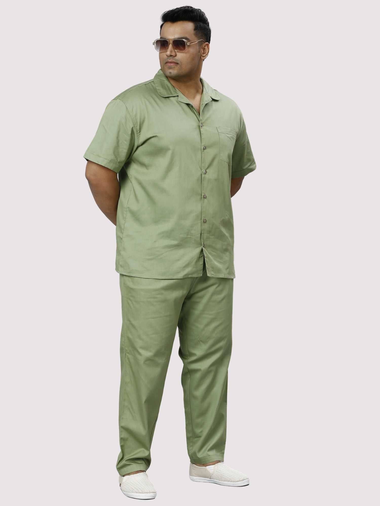 Sage Solid Green Full Co-ords Set Men's Plus Size - Guniaa Fashions