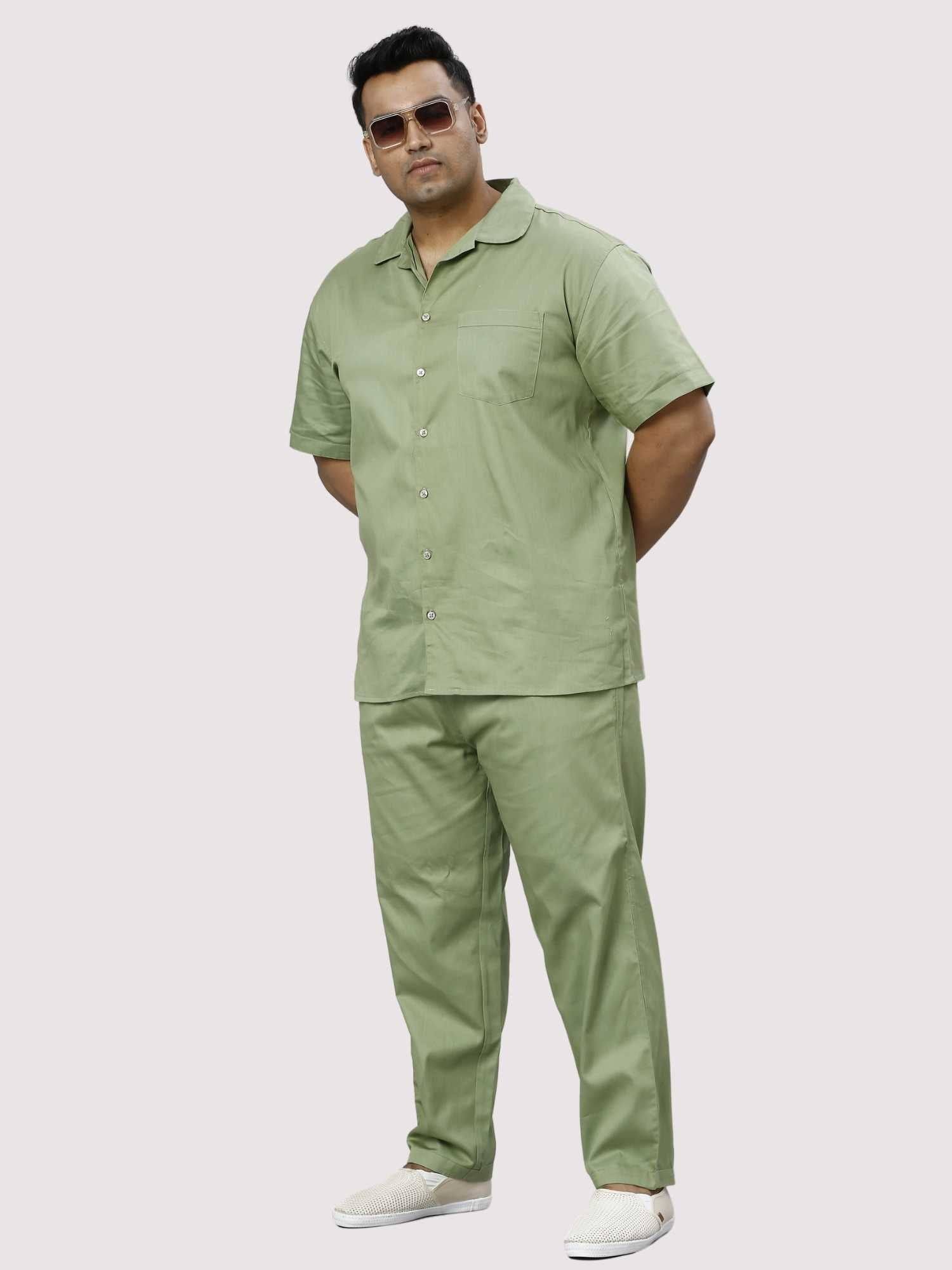 Sage Solid Green Full Co-ords Set Men's Plus Size - Guniaa Fashions