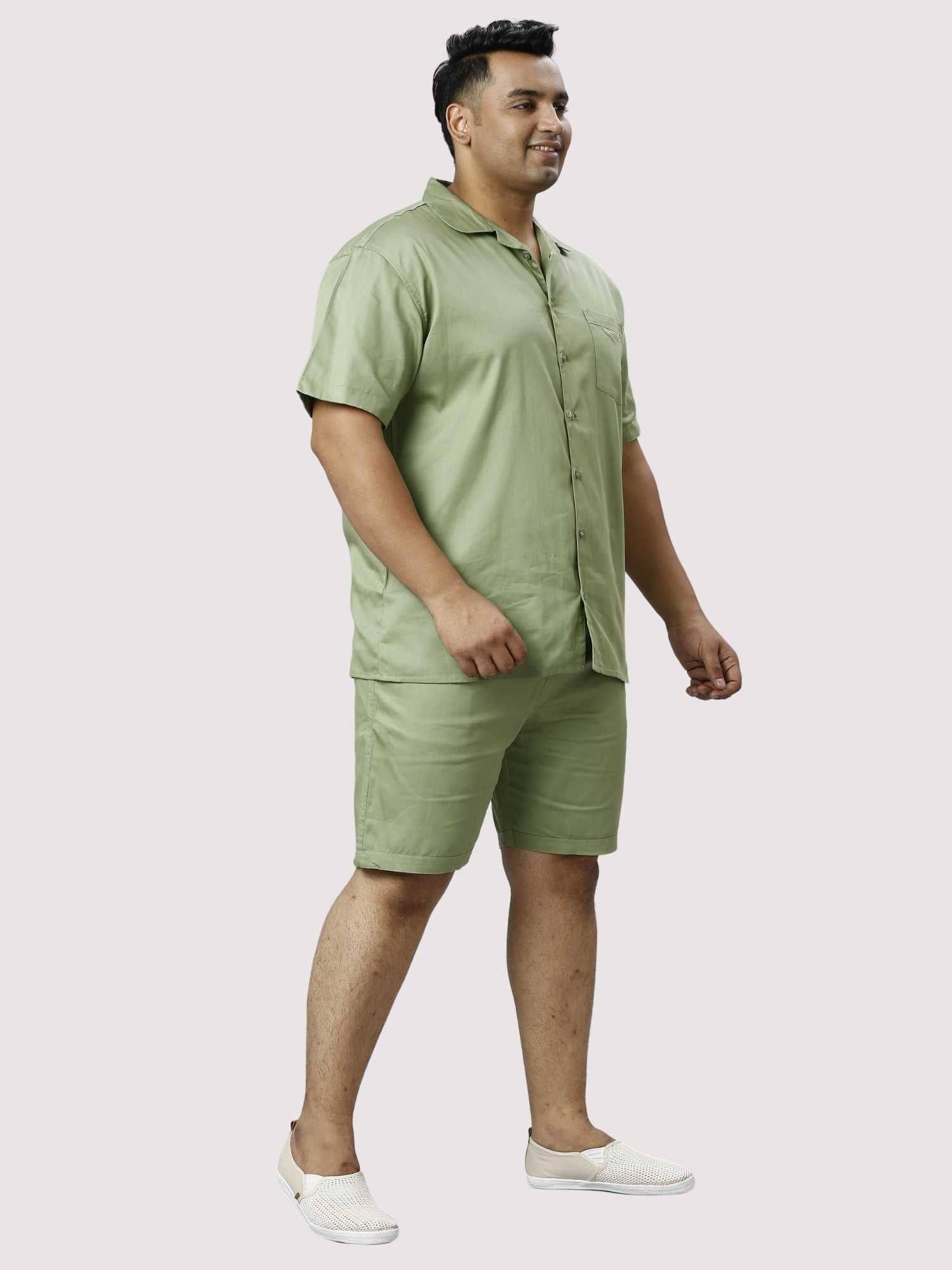 Sage Solid Green Half Co-ords Set Men's Plus Size - Guniaa Fashions