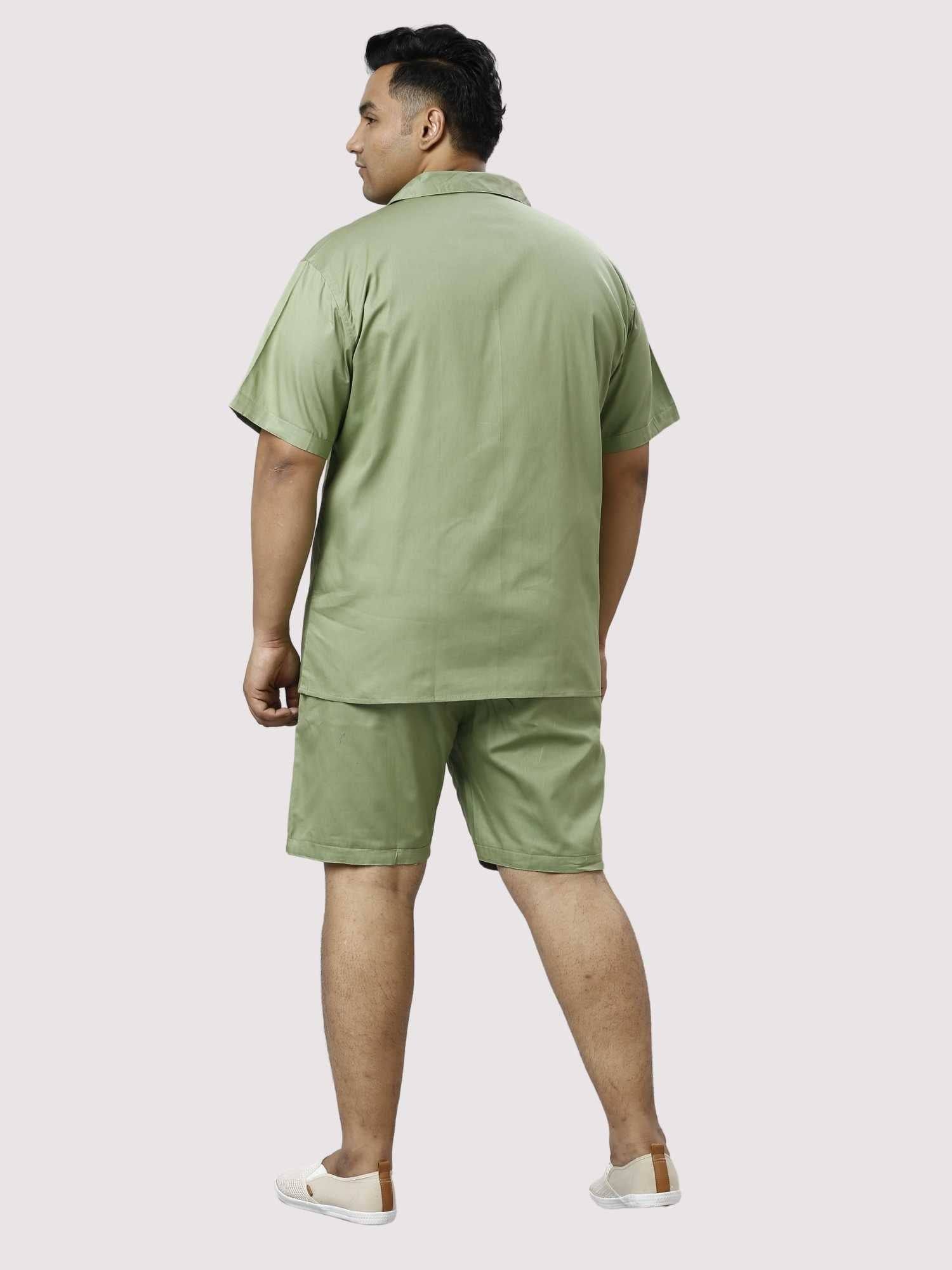 Sage Solid Green Half Co-ords Set Men's Plus Size - Guniaa Fashions