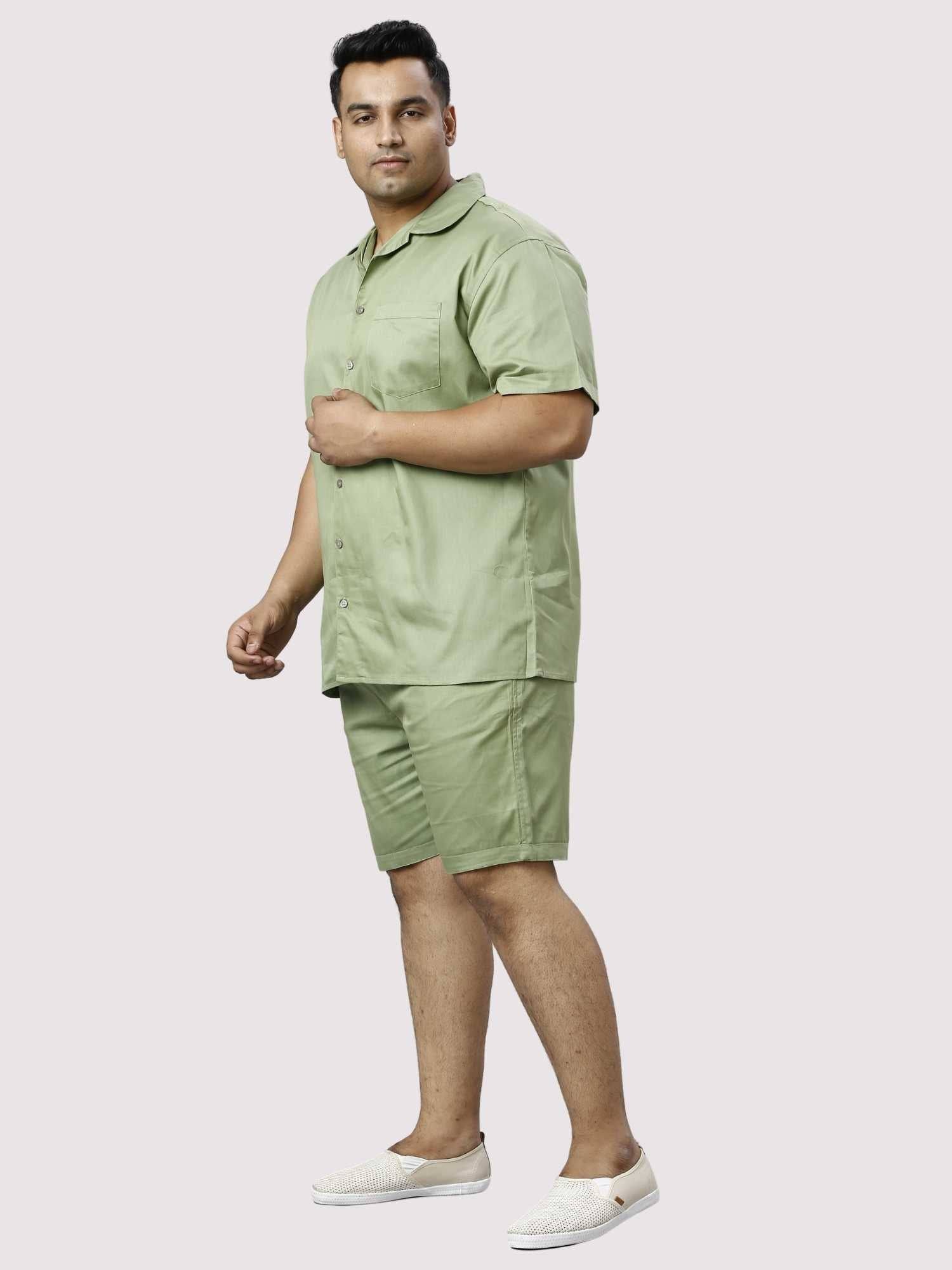 Sage Solid Green Half Co-ords Set Men's Plus Size - Guniaa Fashions