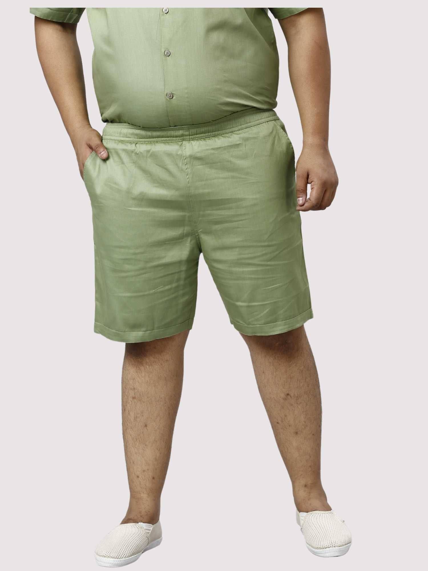 Sage Solid Green Half Co-ords Set Men's Plus Size - Guniaa Fashions