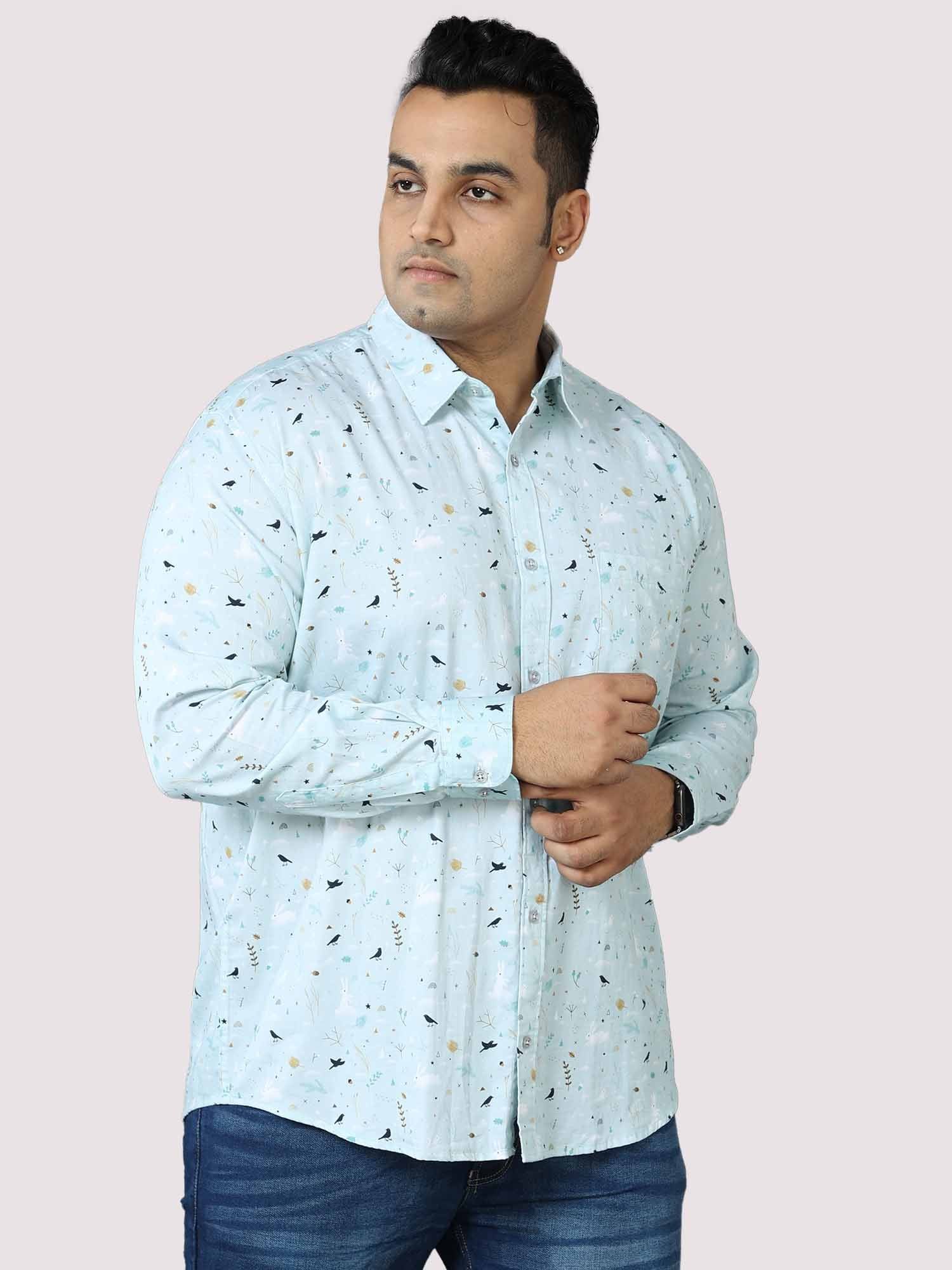 Seth Men's Light Blue Printed Shirt Men's Plus Size - Guniaa Fashions