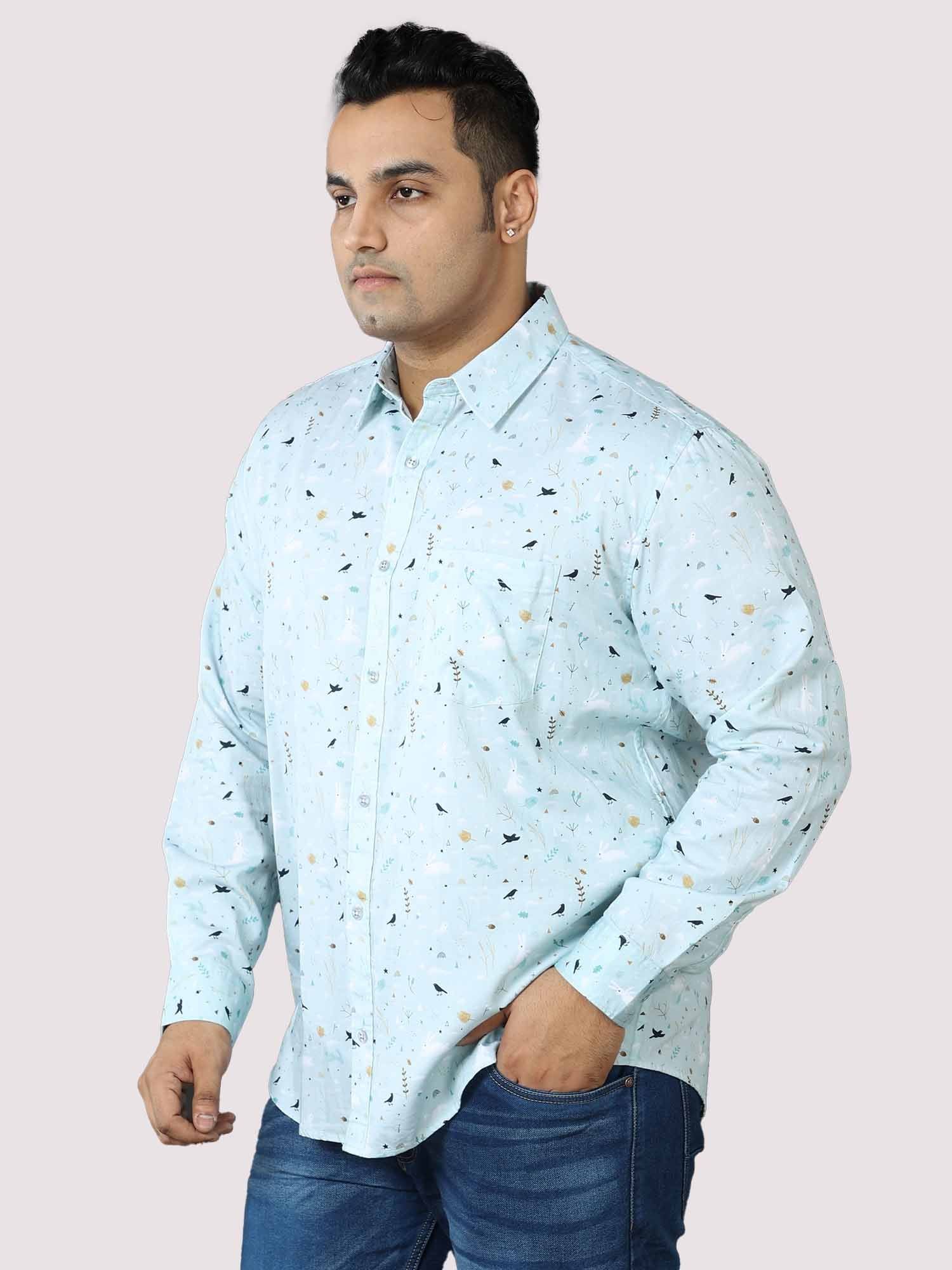 Seth Men's Light Blue Printed Shirt Men's Plus Size - Guniaa Fashions