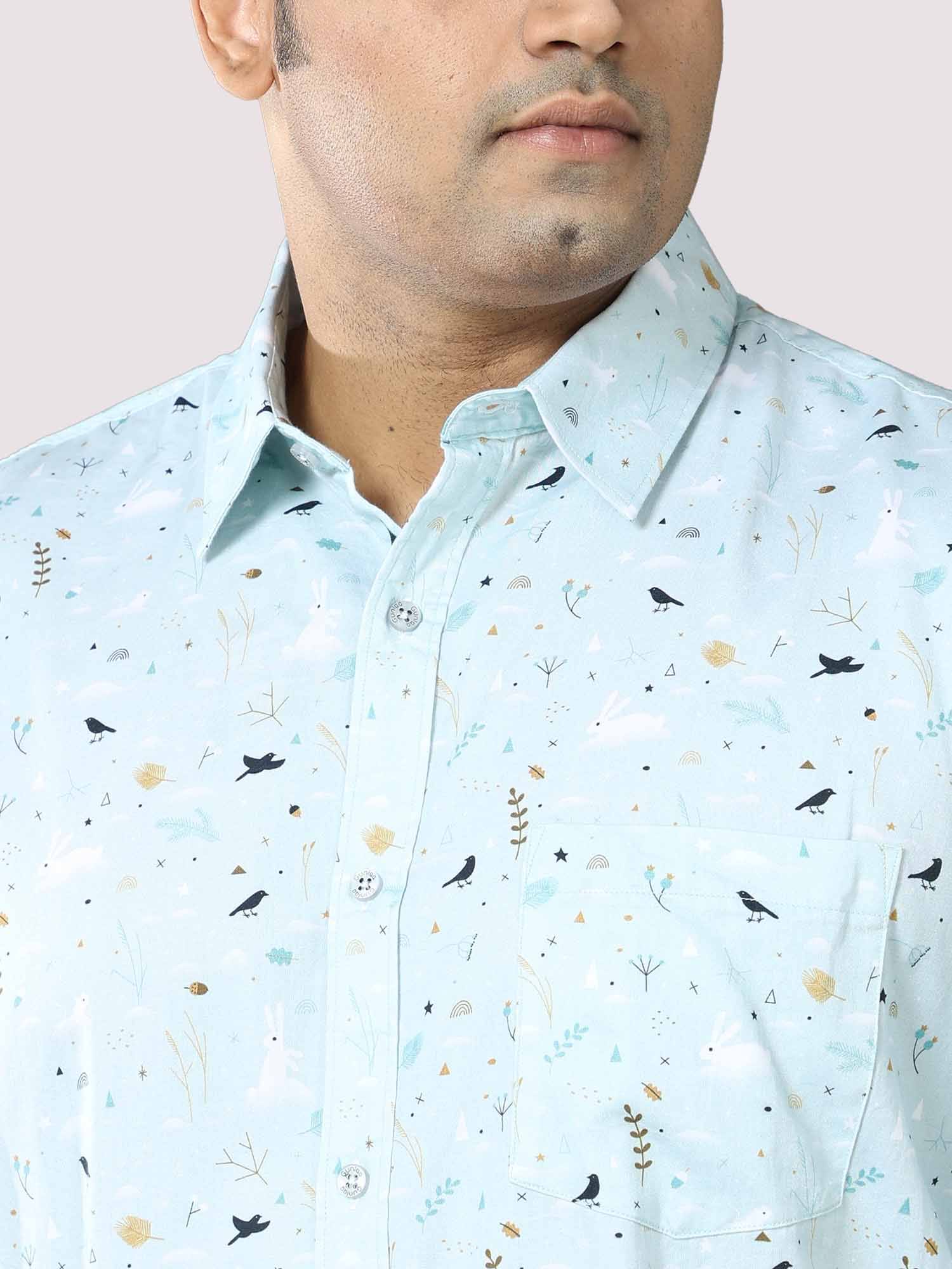 Seth Men's Light Blue Printed Shirt Men's Plus Size - Guniaa Fashions