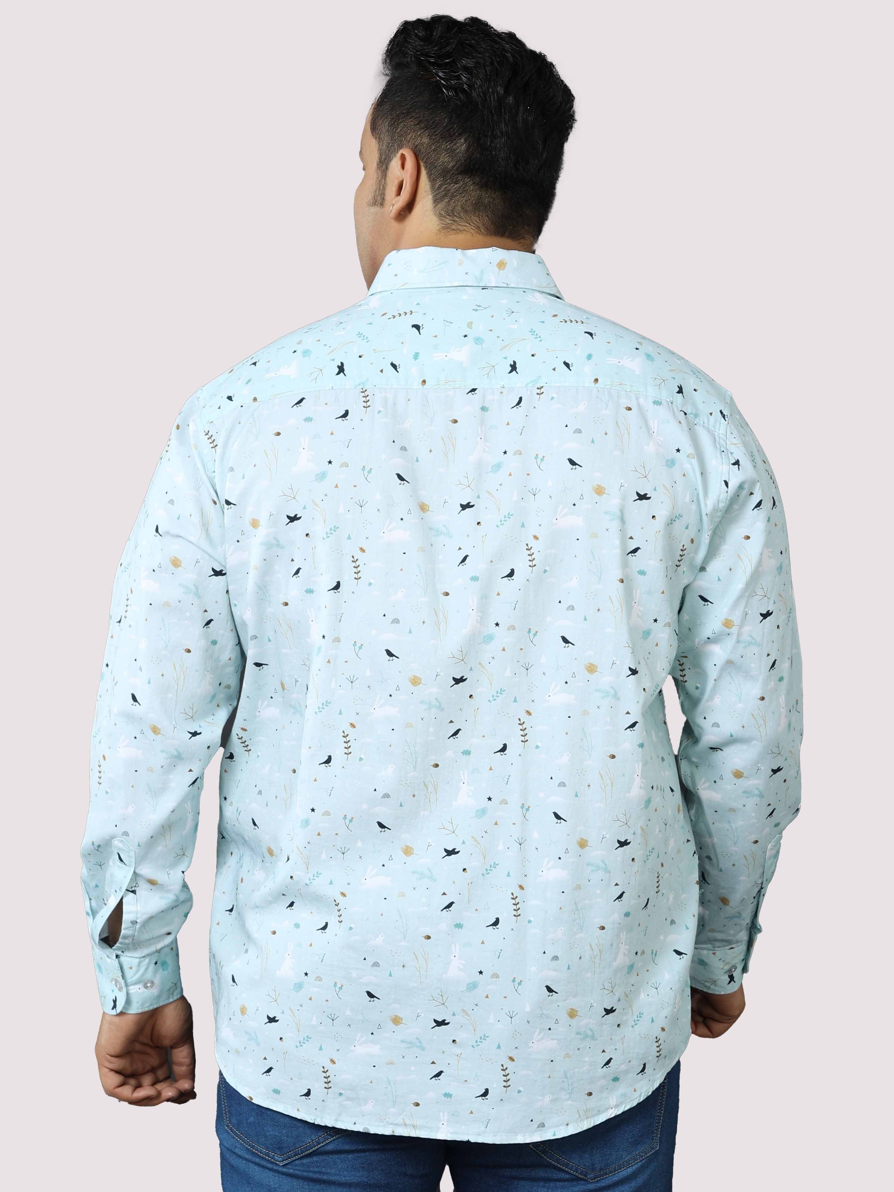 Seth Men's Light Blue Printed Shirt Men's Plus Size - Guniaa Fashions