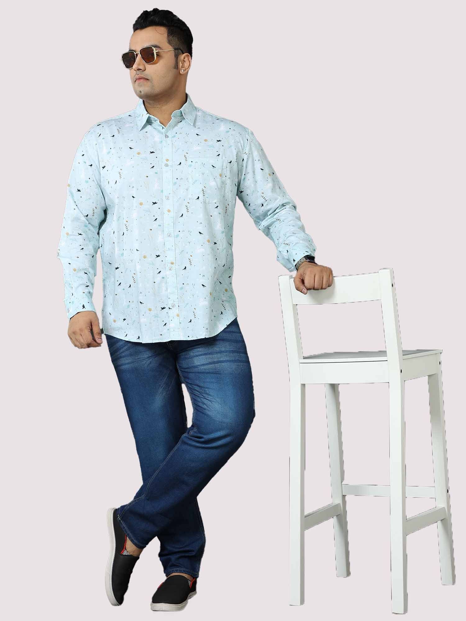 Seth Men's Light Blue Printed Shirt Men's Plus Size - Guniaa Fashions