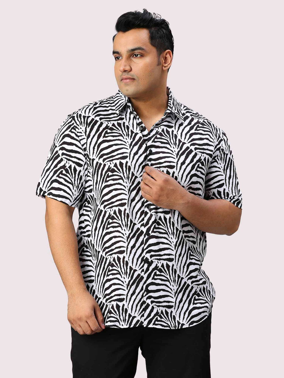 Shade Digital Printed Half Sleeve Men's Plus Size Shirt - Guniaa Fashions