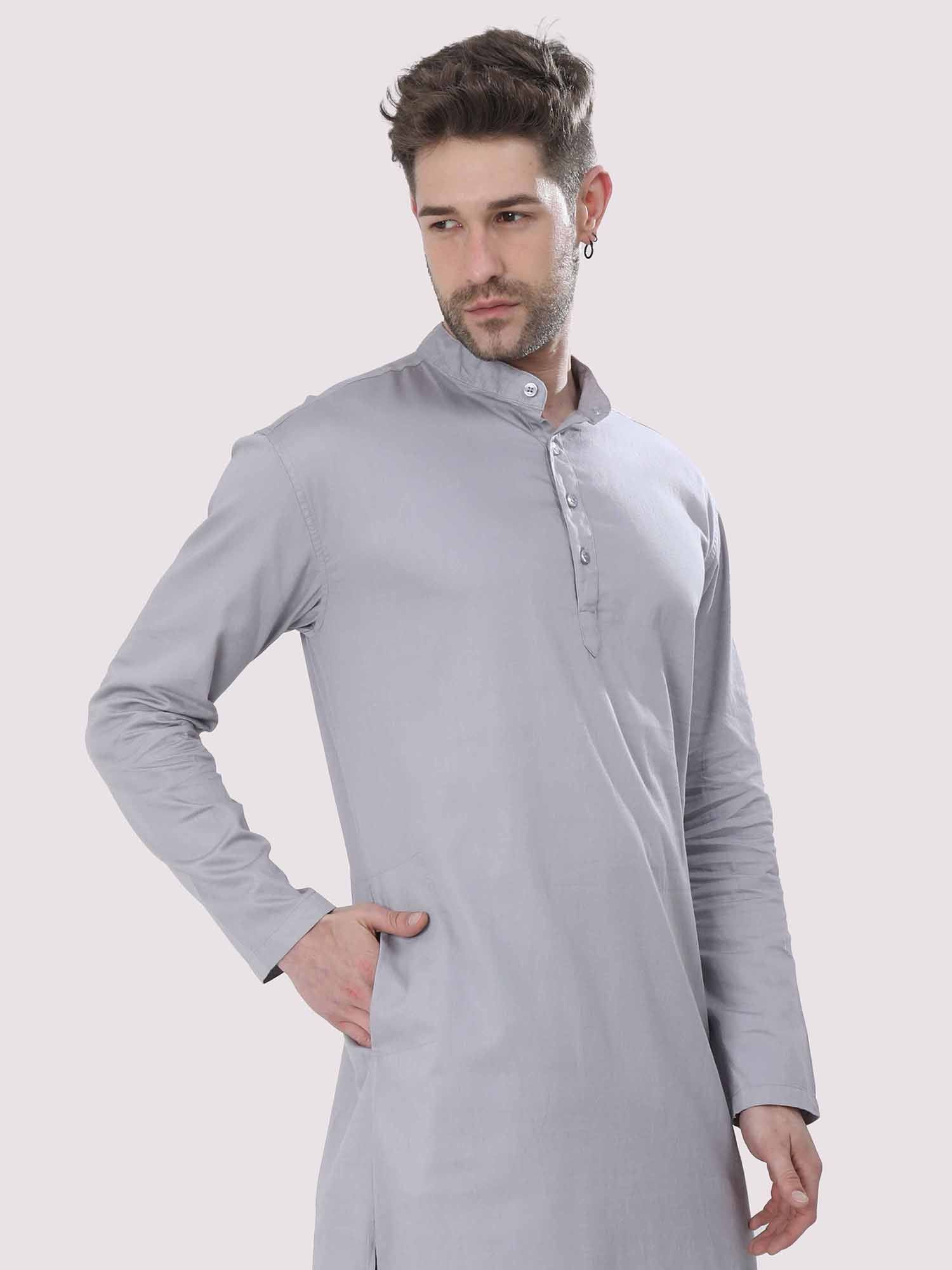 Slate Grey Solid Kurta - Guniaa Fashions