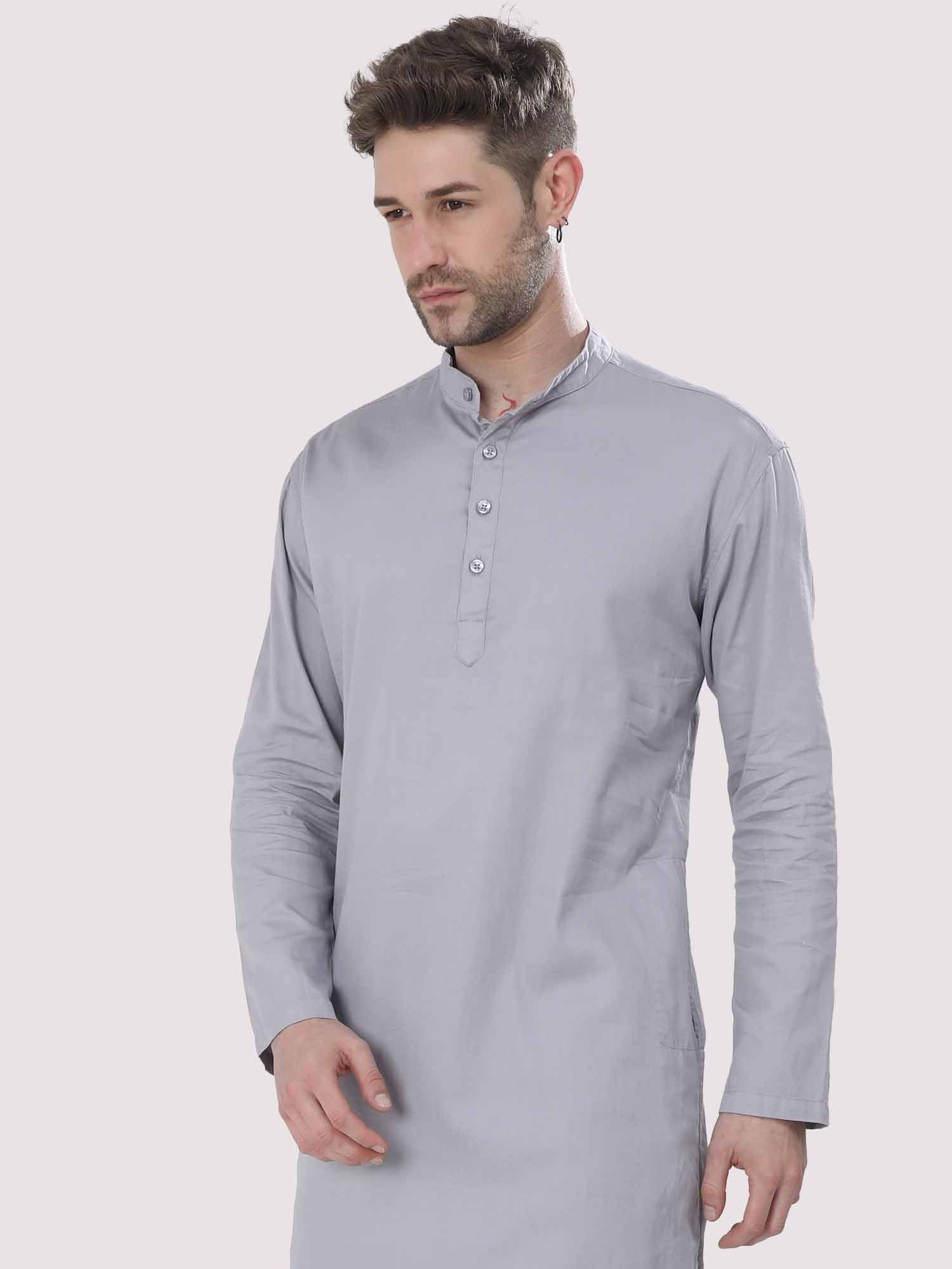 Slate Grey Solid Kurta - Guniaa Fashions