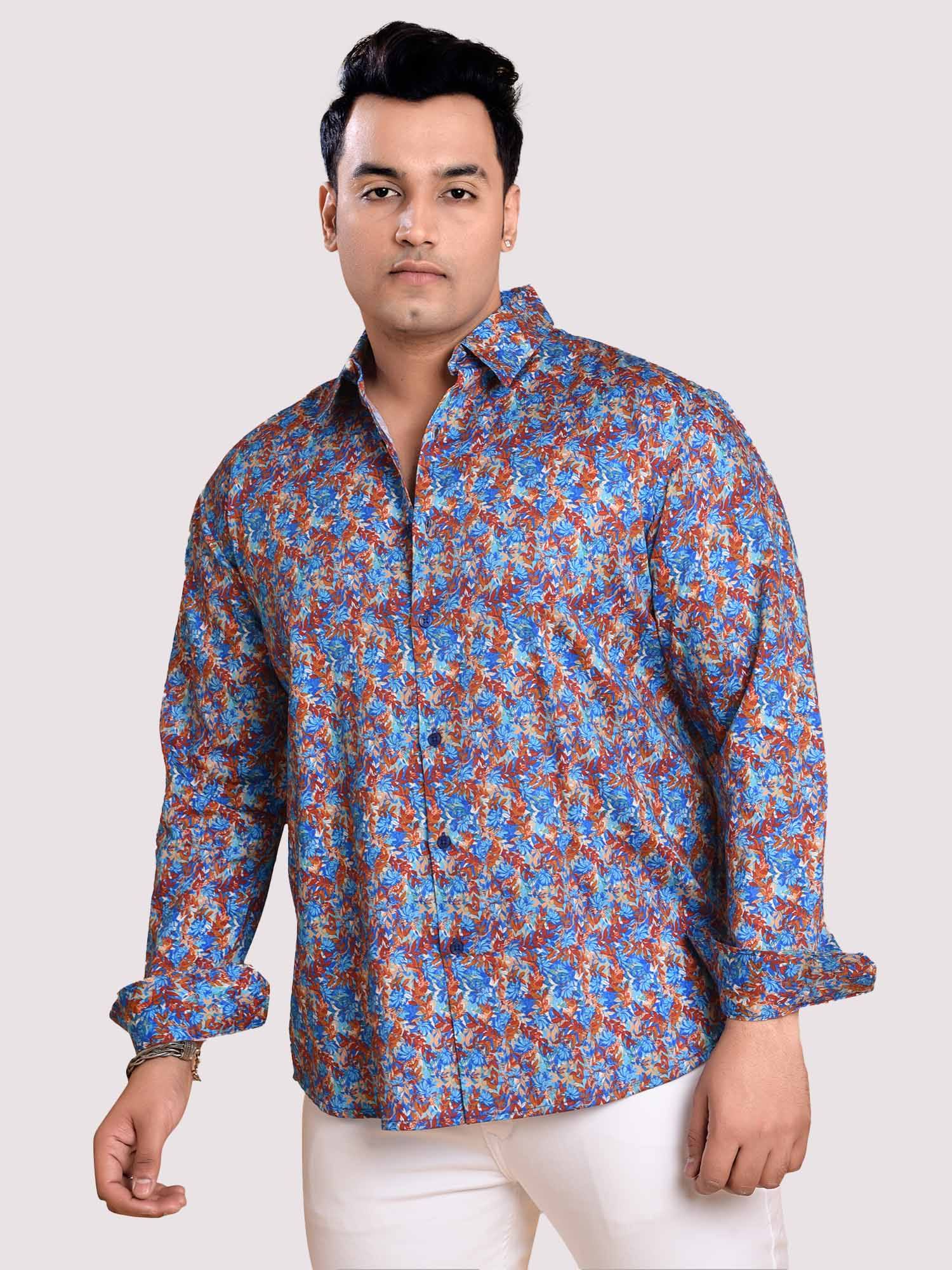 Small Leaf Printed Cotton Full sleeve Men's Plus size - Guniaa Fashions