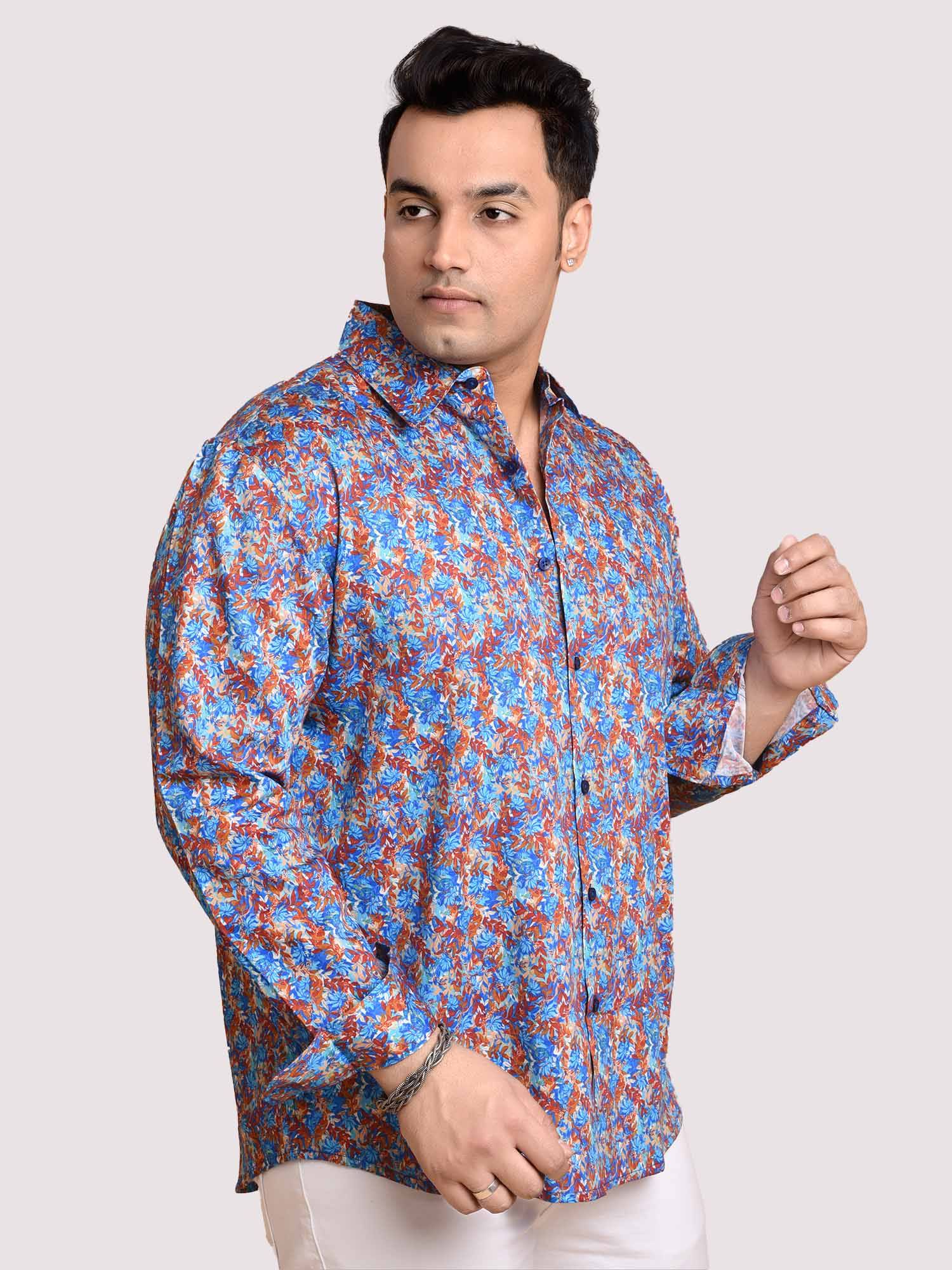 Small Leaf Printed Cotton Full sleeve Men's Plus size - Guniaa Fashions