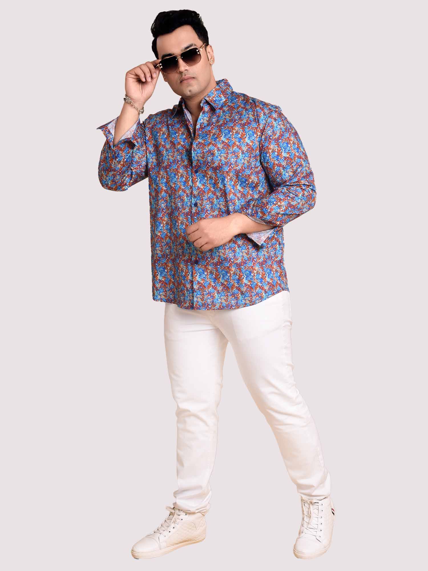 Small Leaf Printed Cotton Full sleeve Men's Plus size - Guniaa Fashions