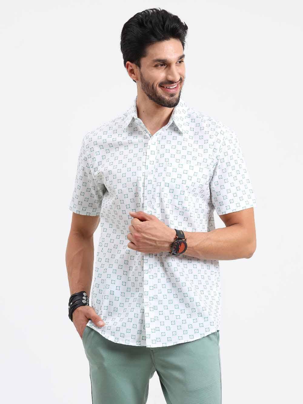 Small Square Checks Printed Half Sleeve Shirt - Guniaa Fashions