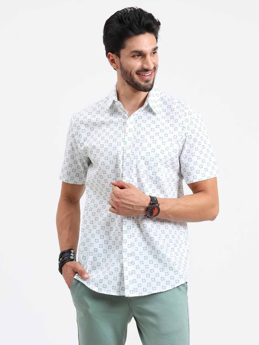 Buy Small Square Checks Printed Half Sleeve Shirt Online - Guniaa