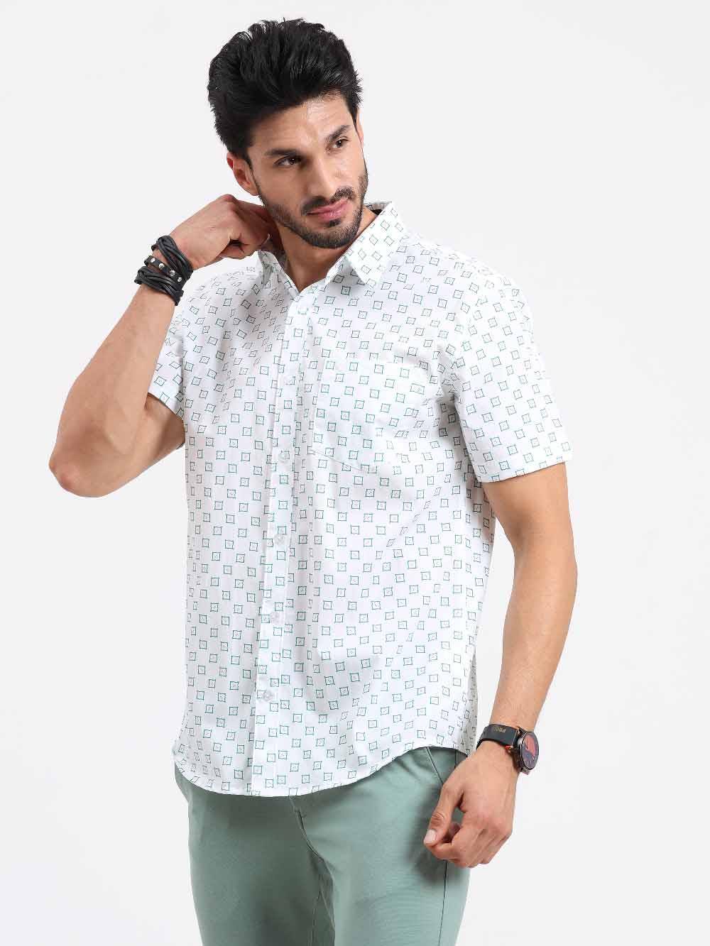 Small Square Checks Printed Half Sleeve Shirt - Guniaa Fashions