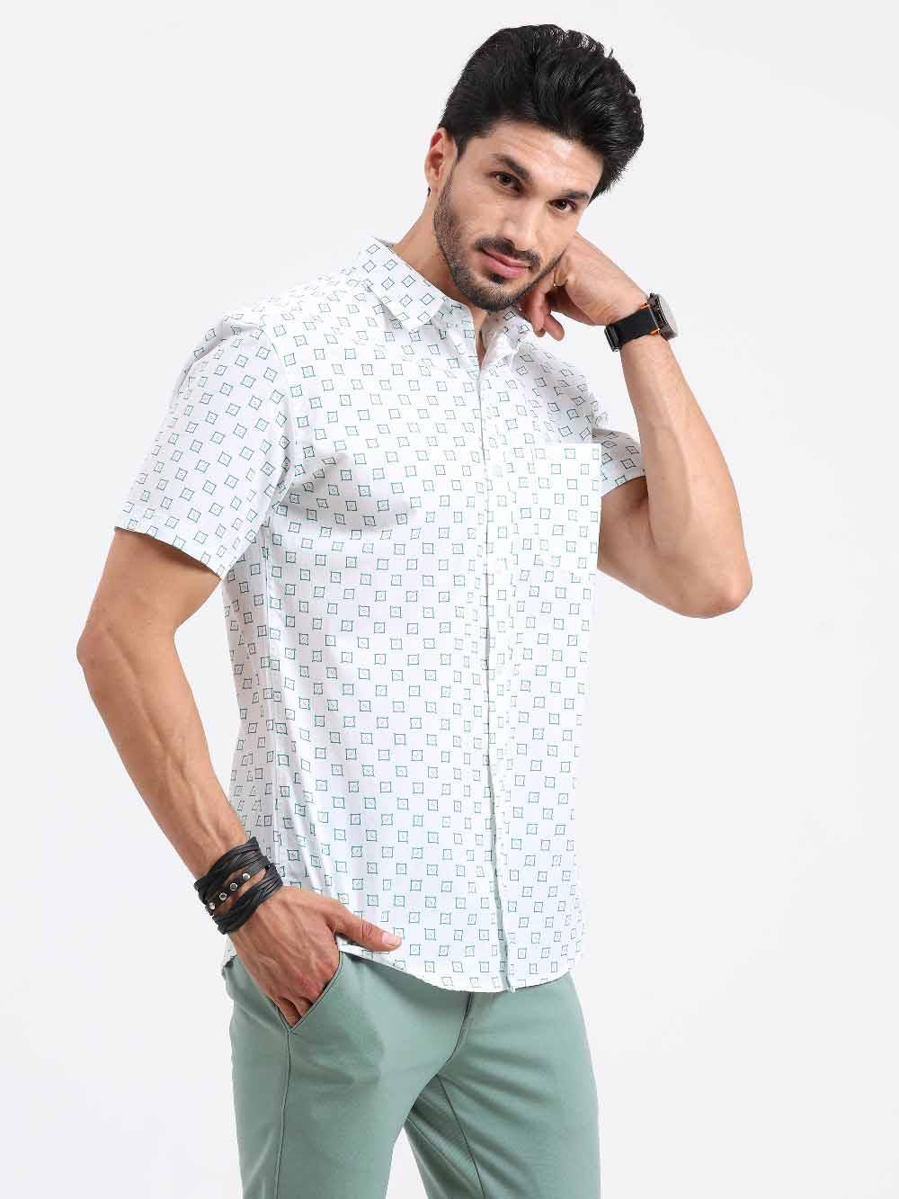 Small Square Checks Printed Half Sleeve Shirt - Guniaa Fashions