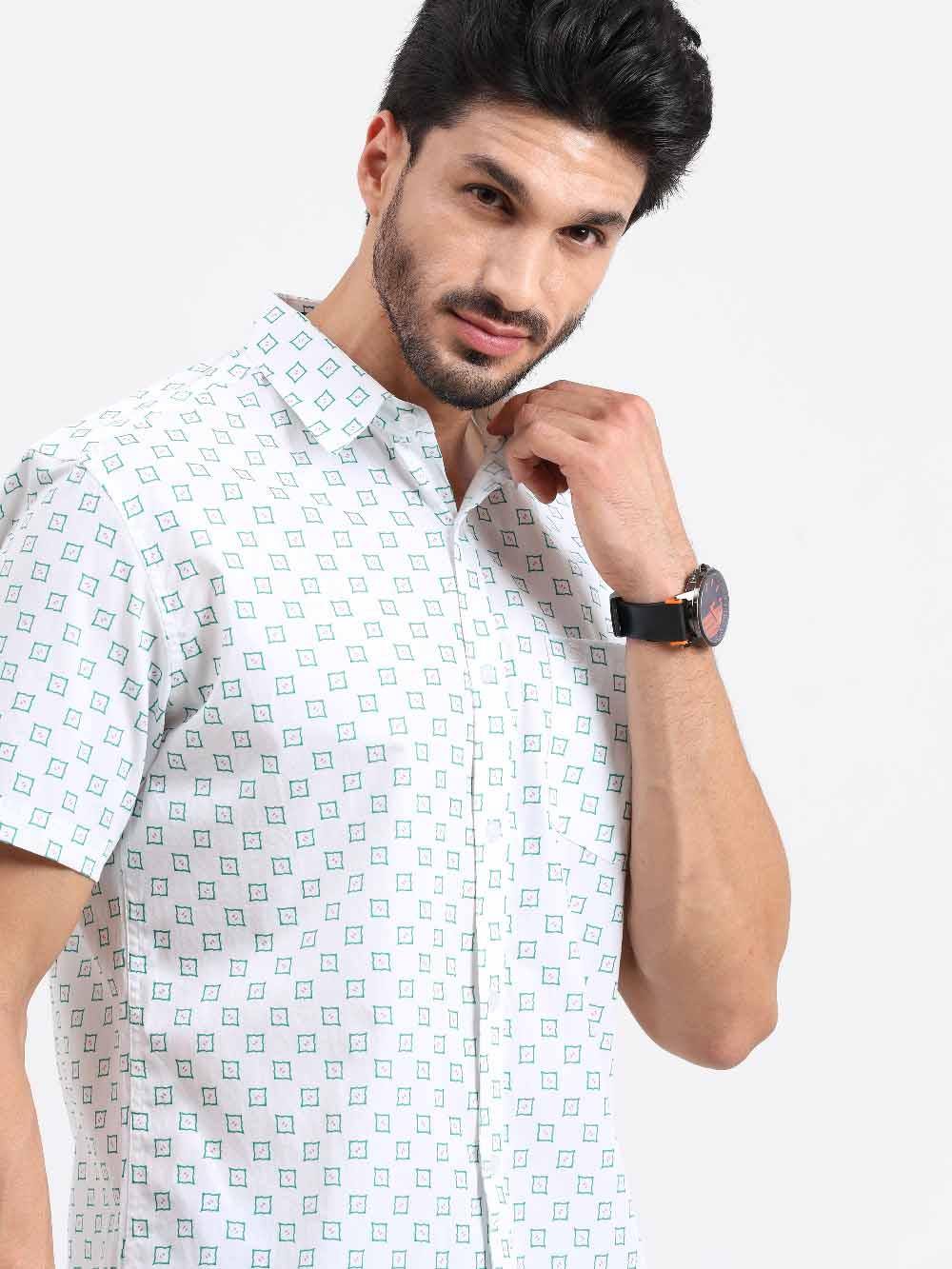 Small Square Checks Printed Half Sleeve Shirt - Guniaa Fashions