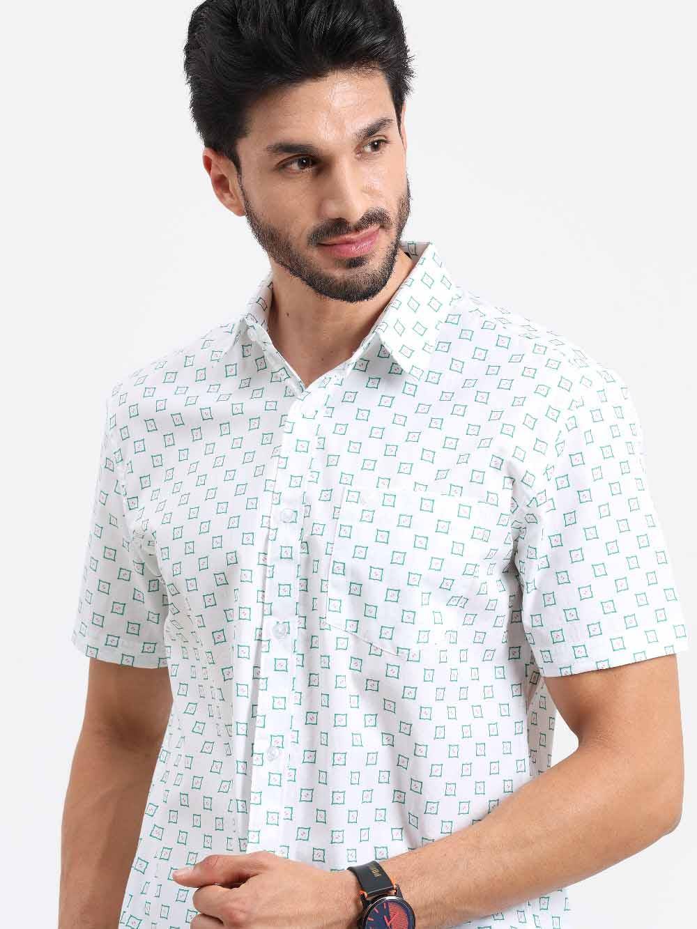 Small Square Checks Printed Half Sleeve Shirt - Guniaa Fashions