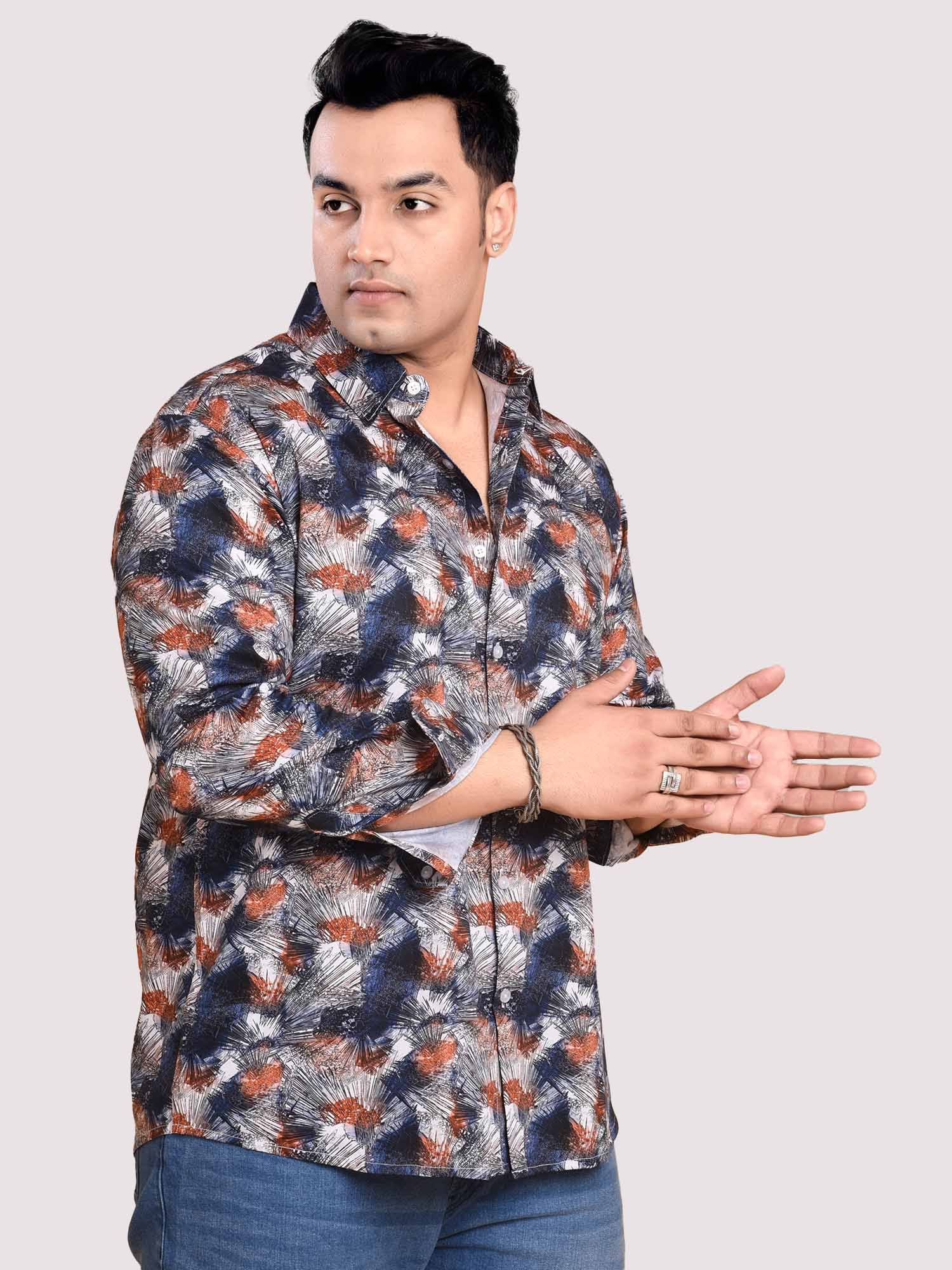 Sparkling Flower Giza Cotton Full Sleeve Men's Plus Size - Guniaa Fashions