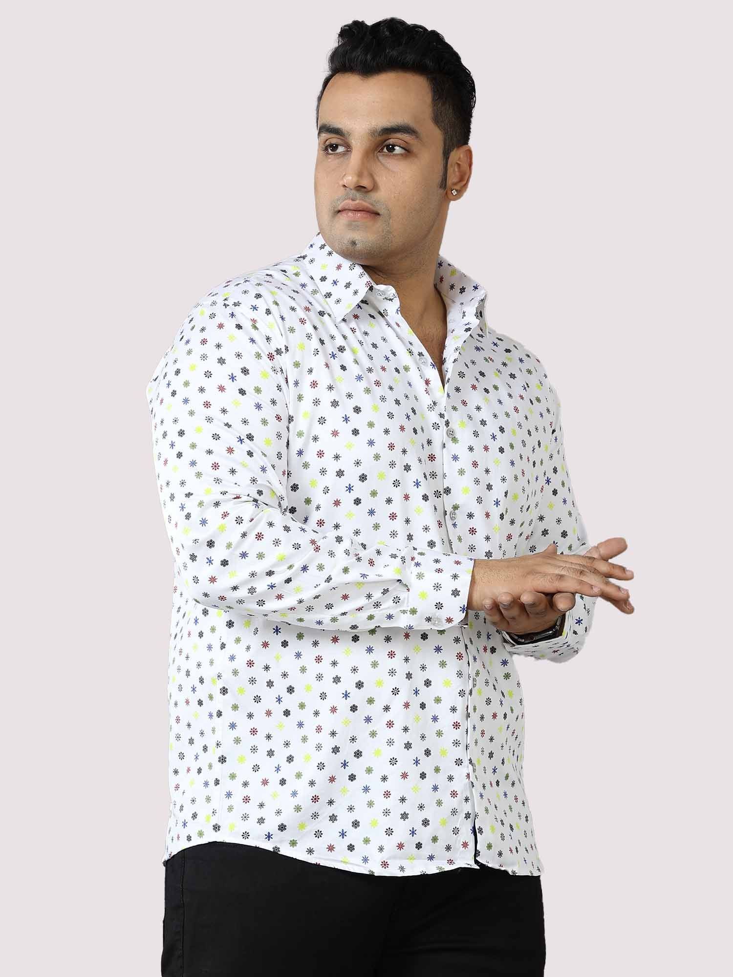 Sparkling Stars Printed Cotton Full Shirt Men's Plus Size - Guniaa Fashions