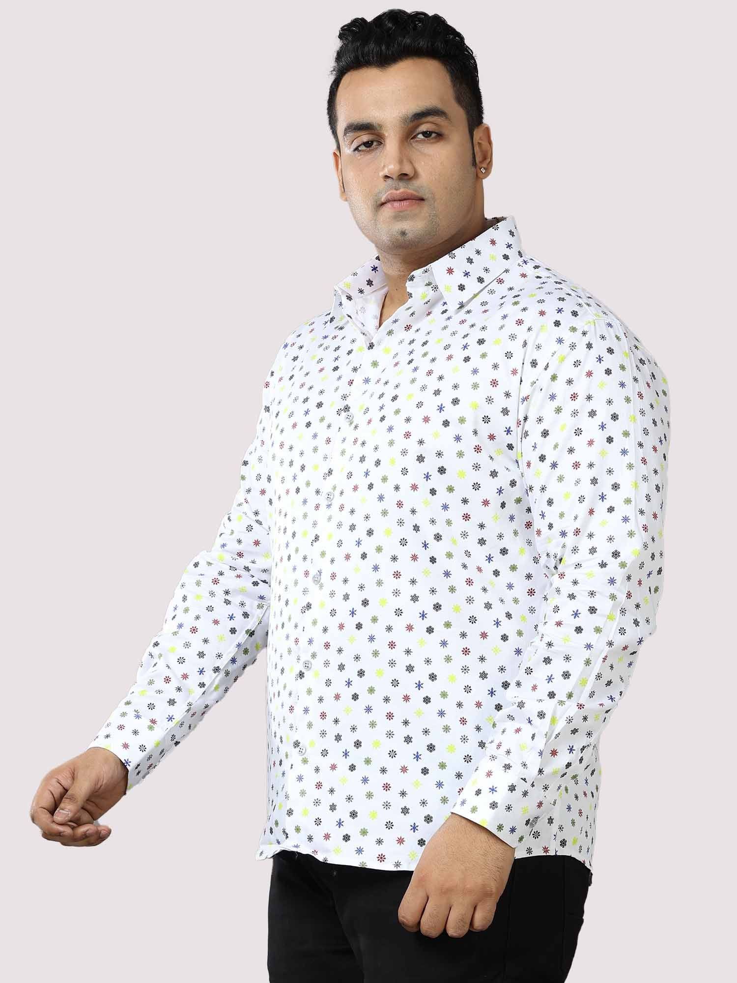 Sparkling Stars Printed Cotton Full Shirt Men's Plus Size - Guniaa Fashions