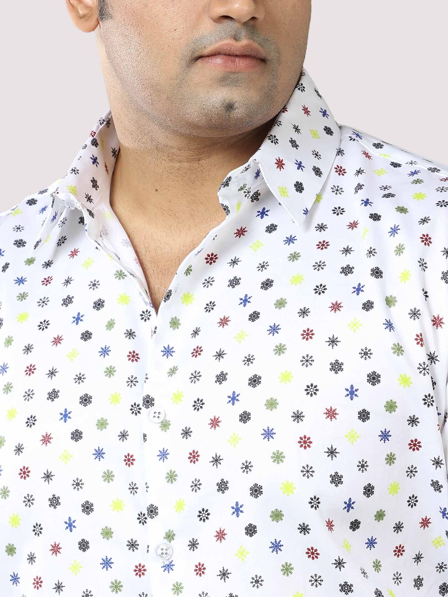 Sparkling Stars Printed Cotton Full Shirt Men's Plus Size - Guniaa Fashions