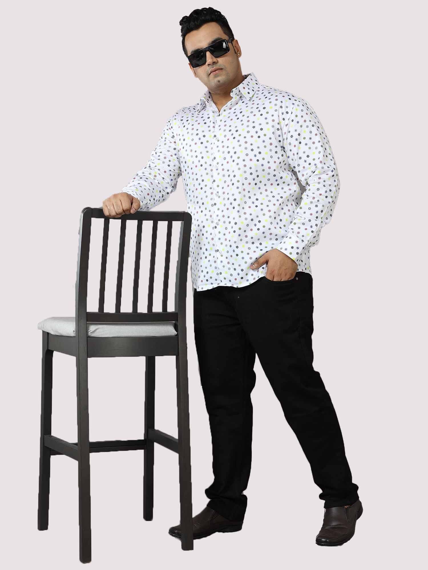 Sparkling Stars Printed Cotton Full Shirt Men's Plus Size - Guniaa Fashions