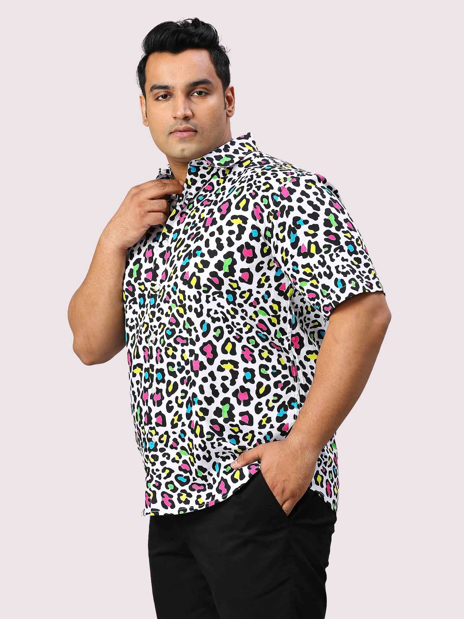 Spotted Digital Printed Half Sleeve Men's Plus Size Shirt - Guniaa Fashions