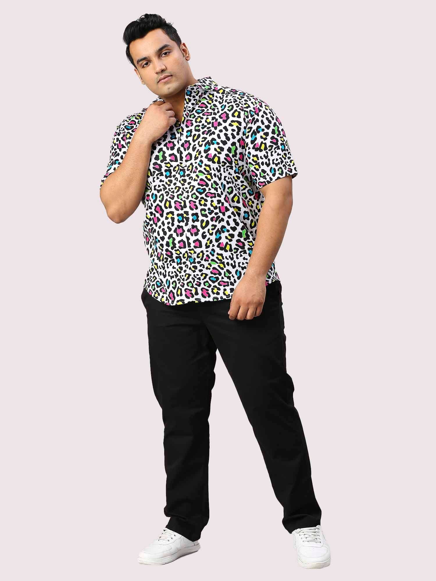 Spotted Digital Printed Half Sleeve Men's Plus Size Shirt - Guniaa Fashions