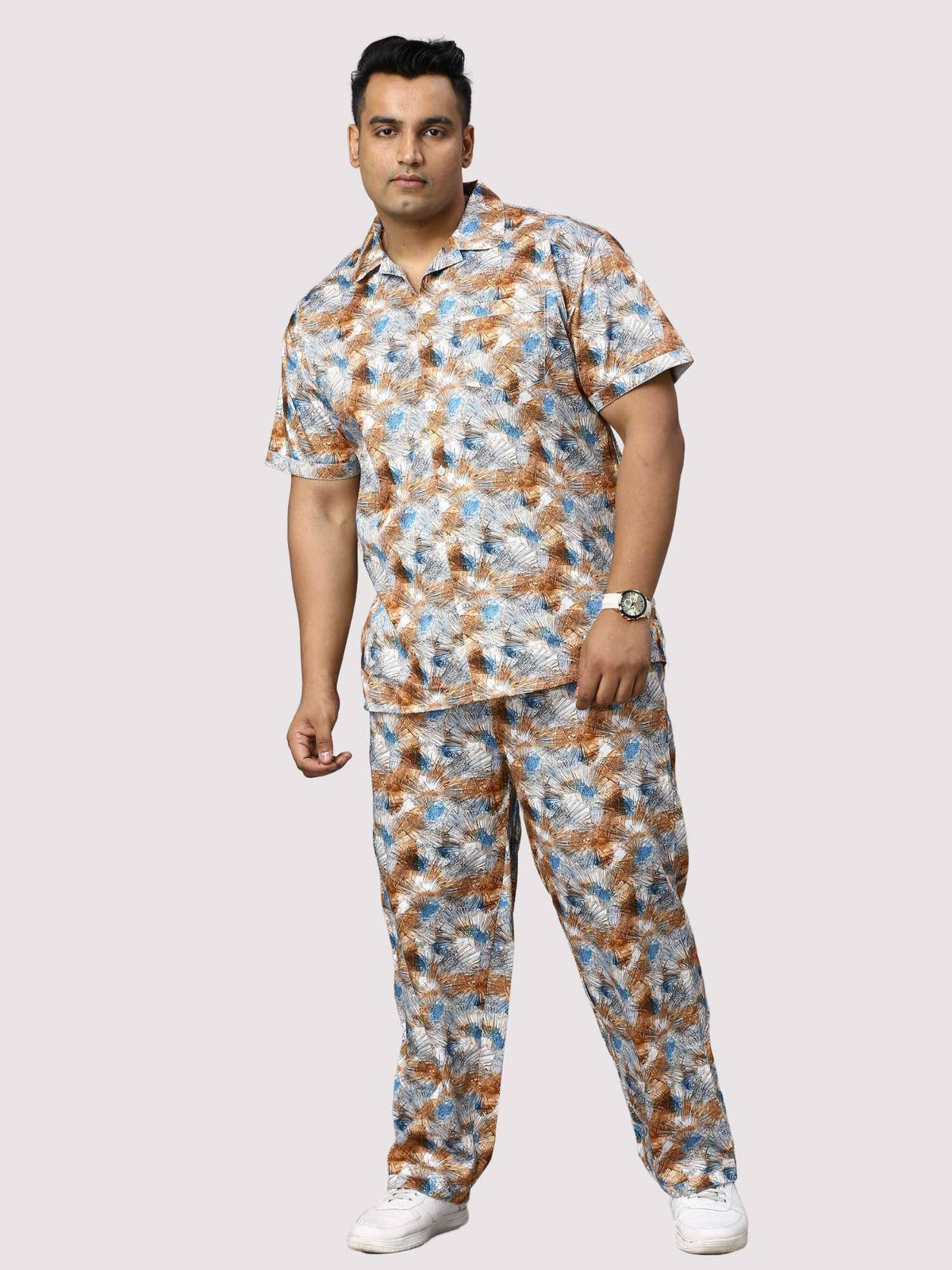 Star Dust Digital Printed Full Co-Ords Men's Plus Size - Guniaa Fashions