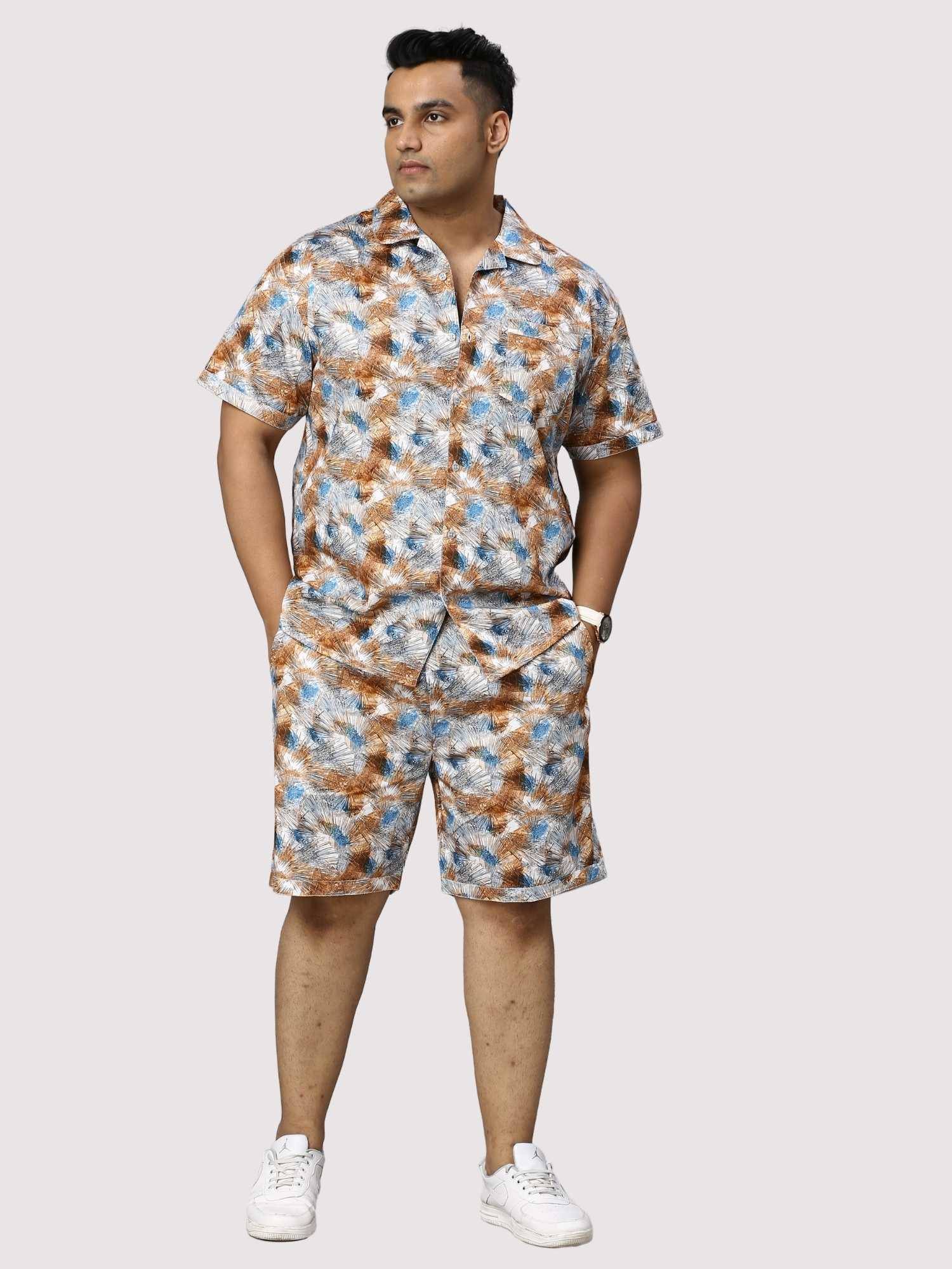 Star Dust Digital Printed Half Co-Ords Men's Plus Size - Guniaa Fashions