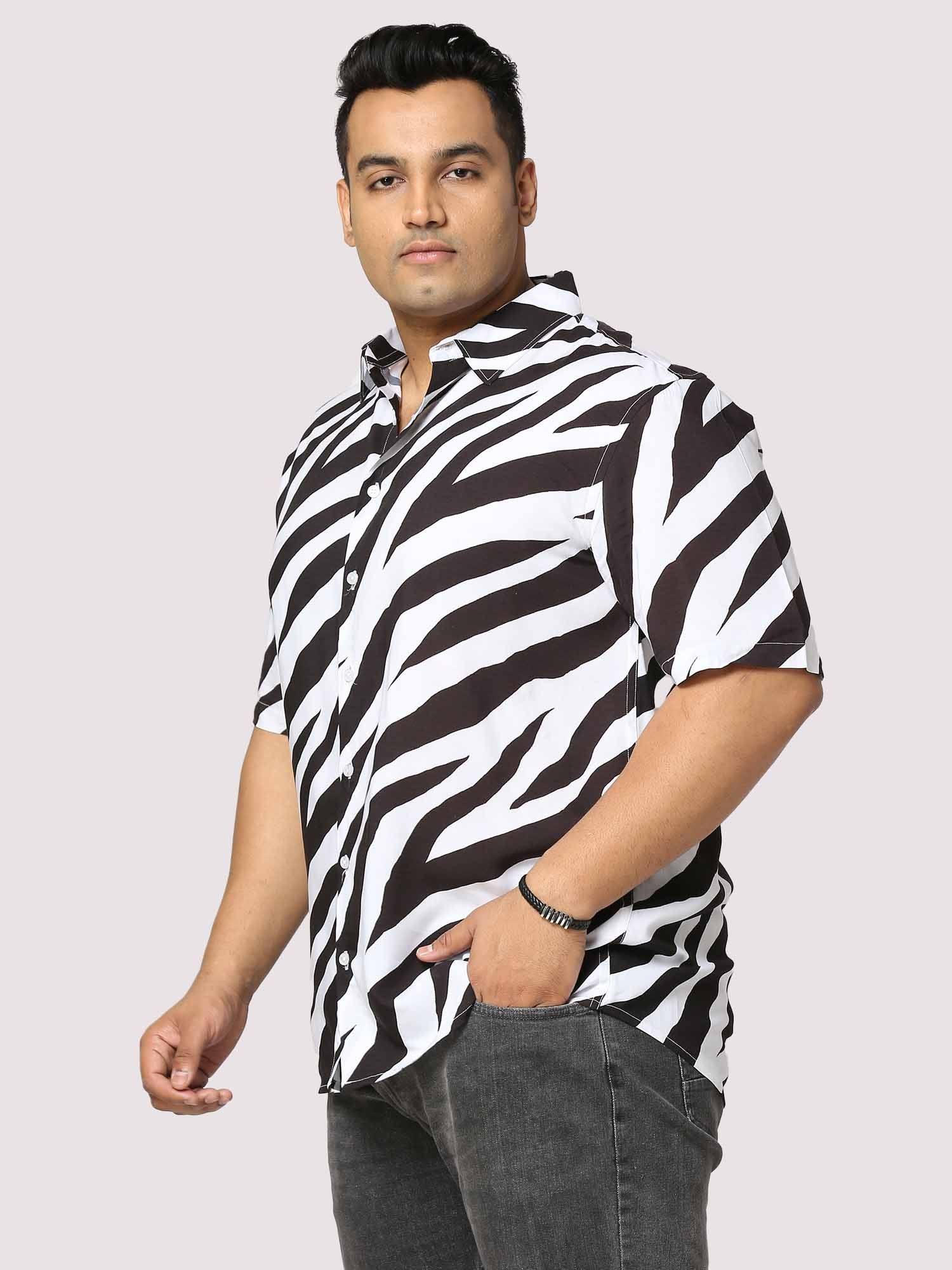 Stripe Digital Printed Half Shirt Men's Plus Size - Guniaa Fashions