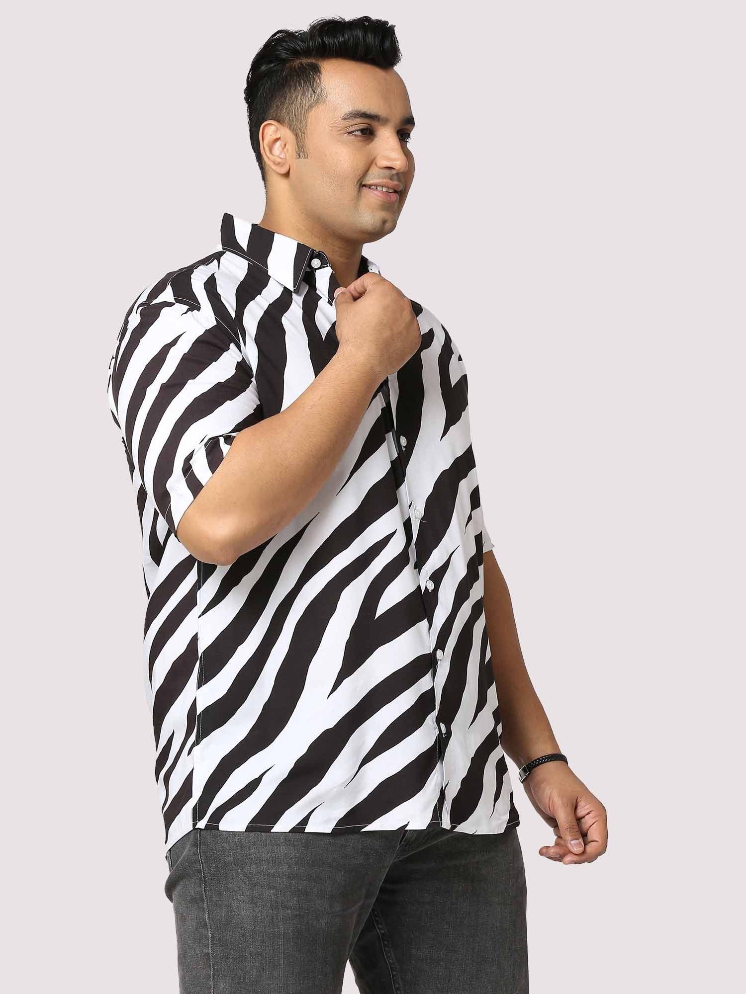 Stripe Digital Printed Half Shirt Men's Plus Size - Guniaa Fashions