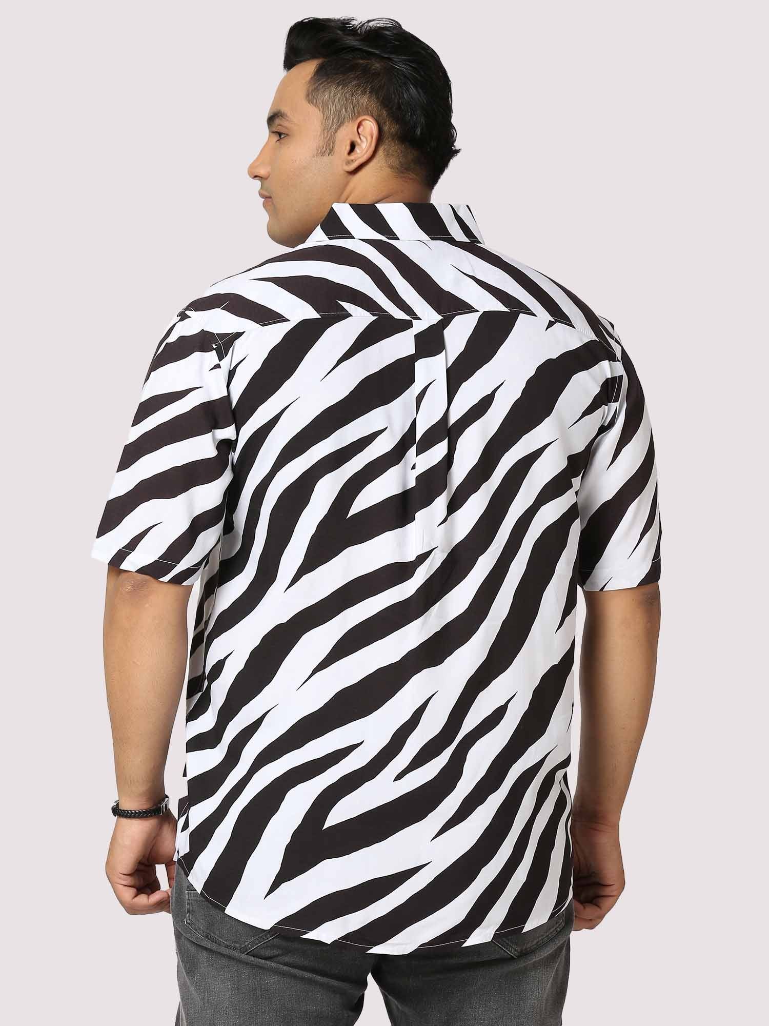 Stripe Digital Printed Half Shirt Men's Plus Size - Guniaa Fashions