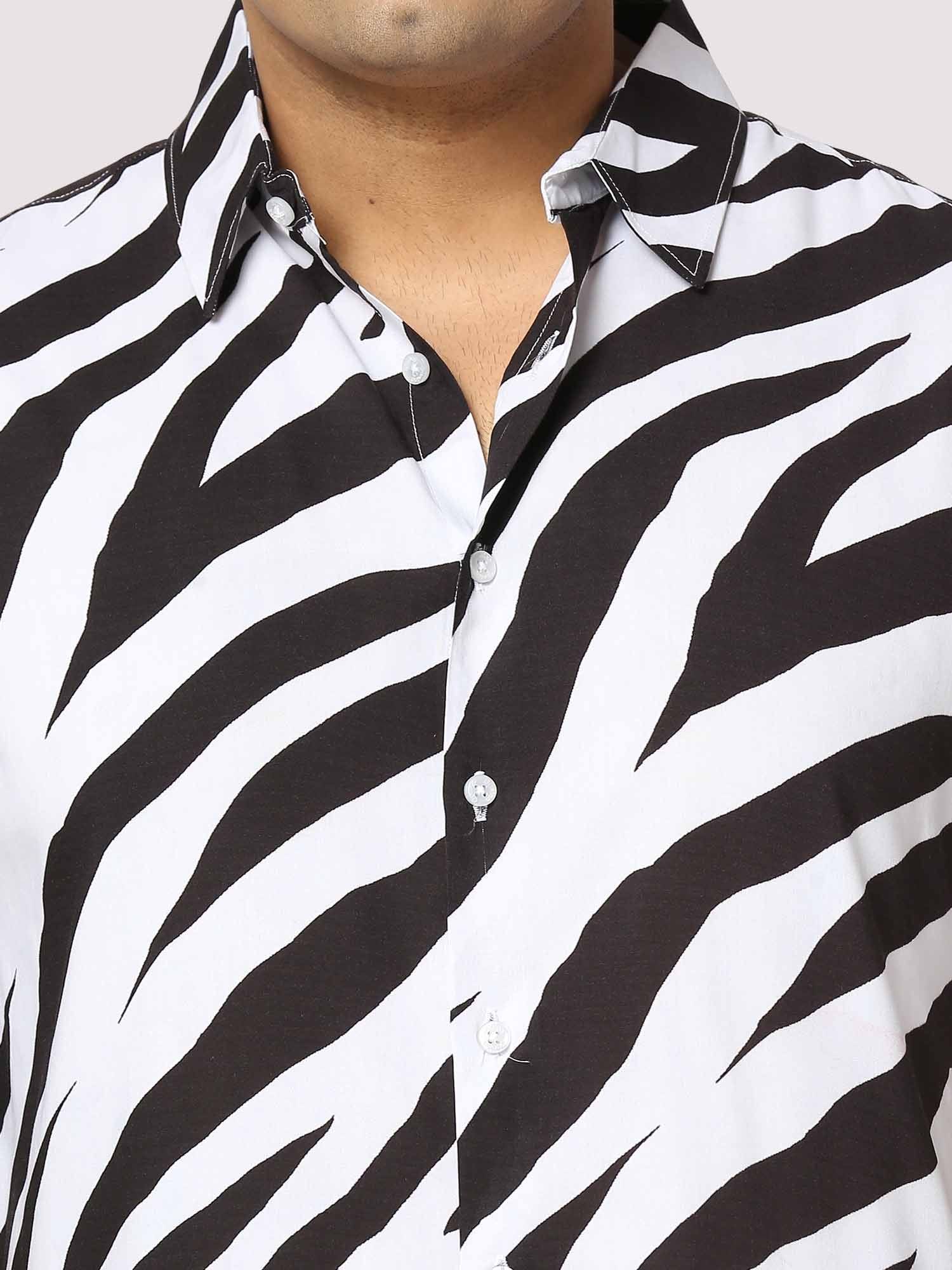 Stripe Digital Printed Half Shirt Men's Plus Size - Guniaa Fashions