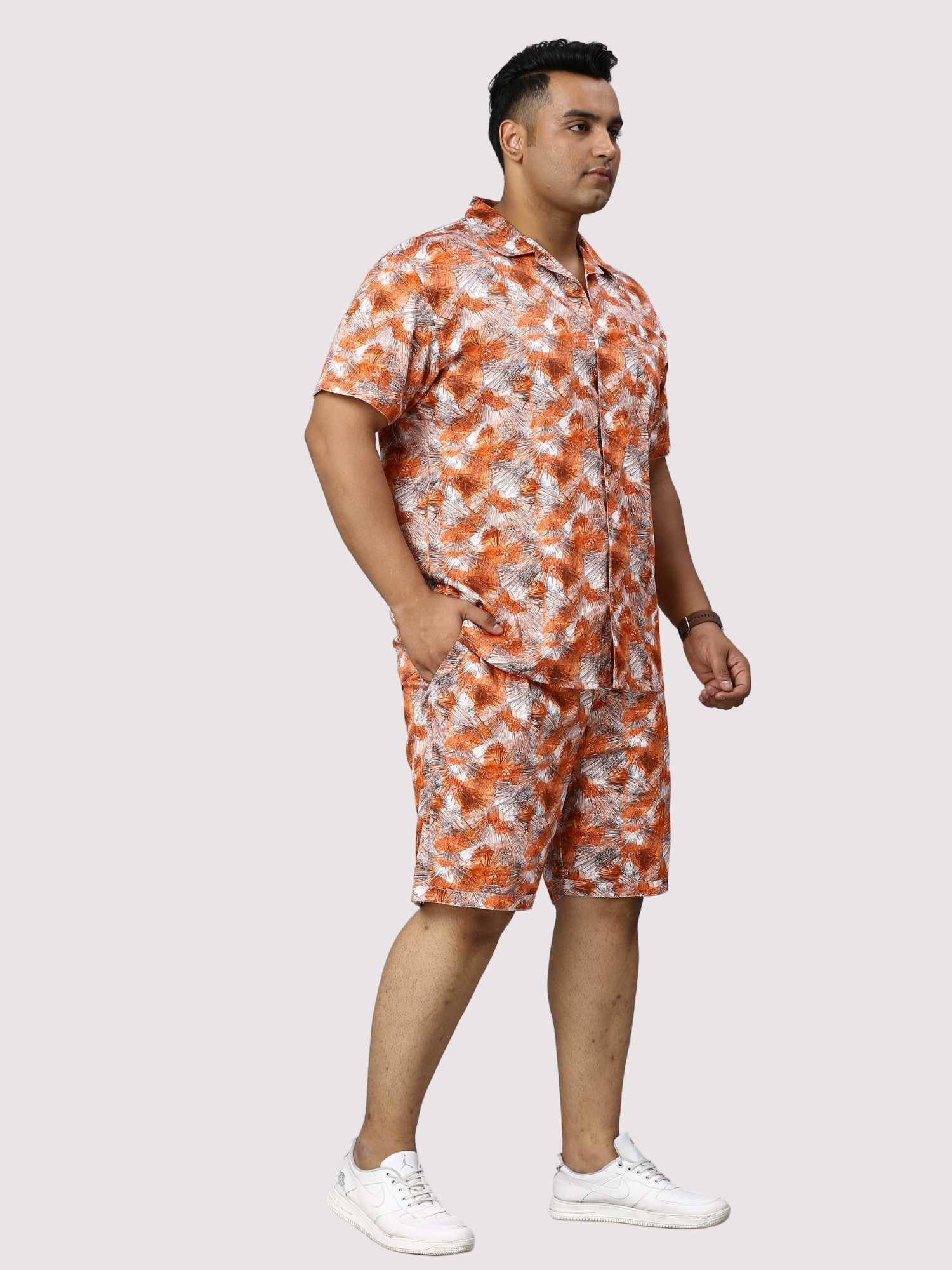 Sunrise Orange Digital Printed Half Co-Ords Men's Plus Size - Guniaa Fashions