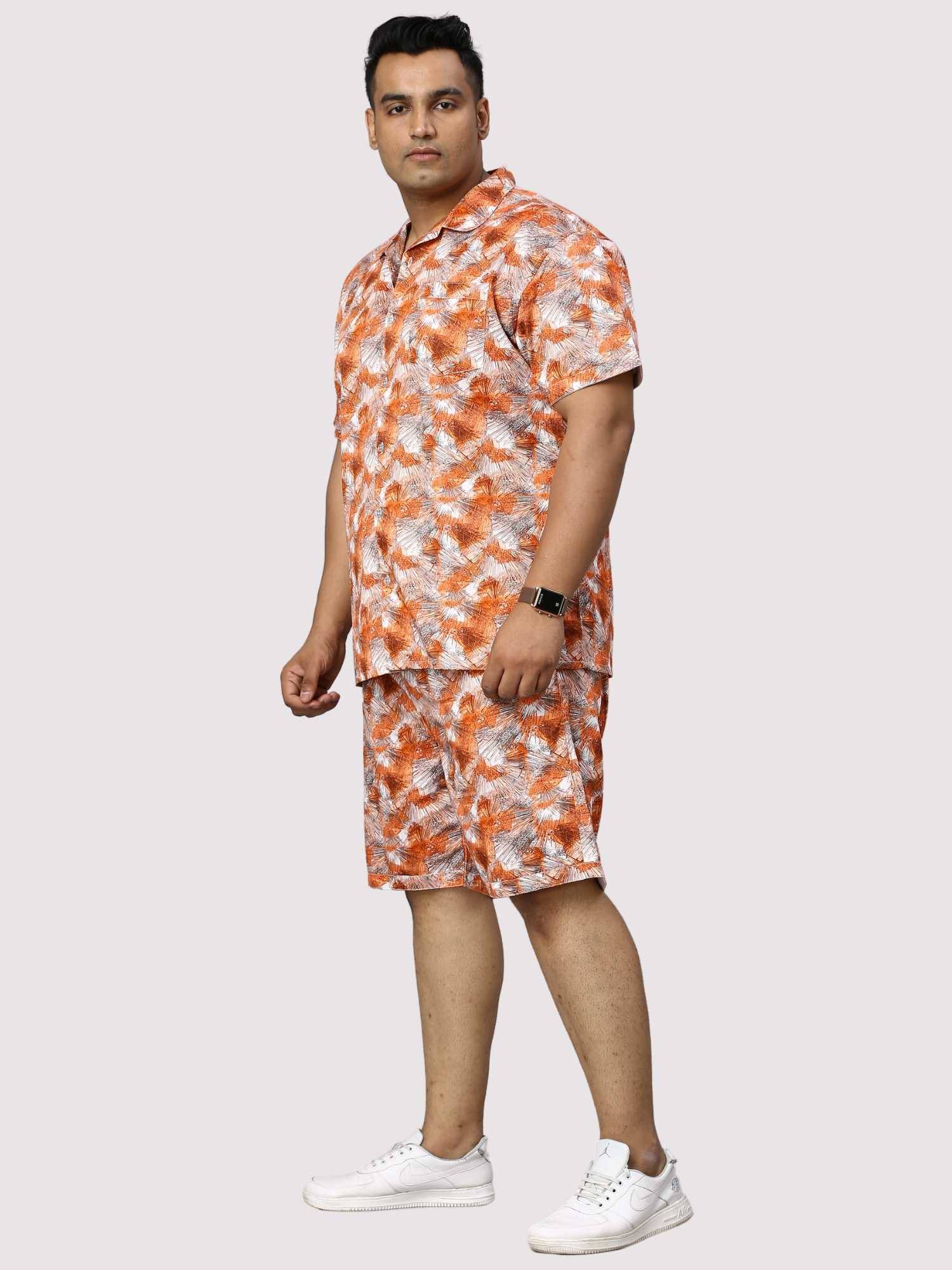 Sunrise Orange Digital Printed Half Co-Ords Men's Plus Size - Guniaa Fashions