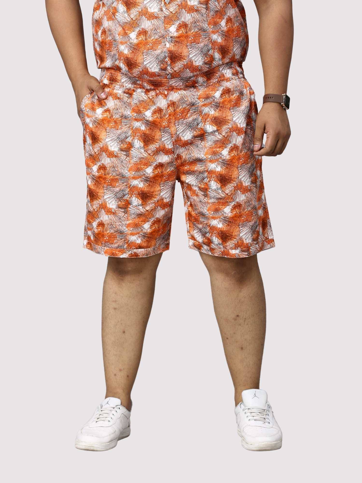 Sunrise Orange Digital Printed Half Co-Ords Men's Plus Size - Guniaa Fashions