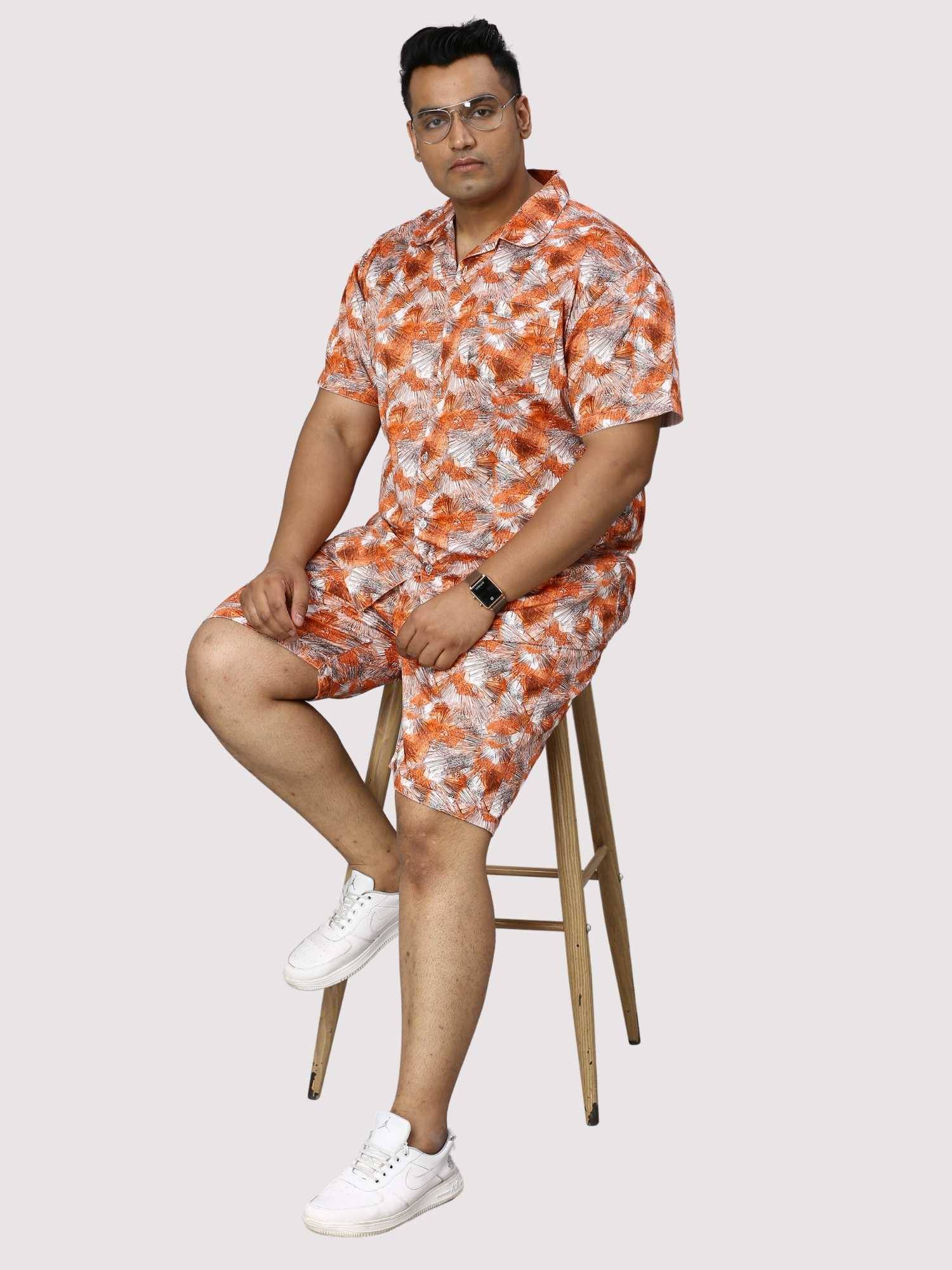 Sunrise Orange Digital Printed Half Co-Ords Men's Plus Size - Guniaa Fashions