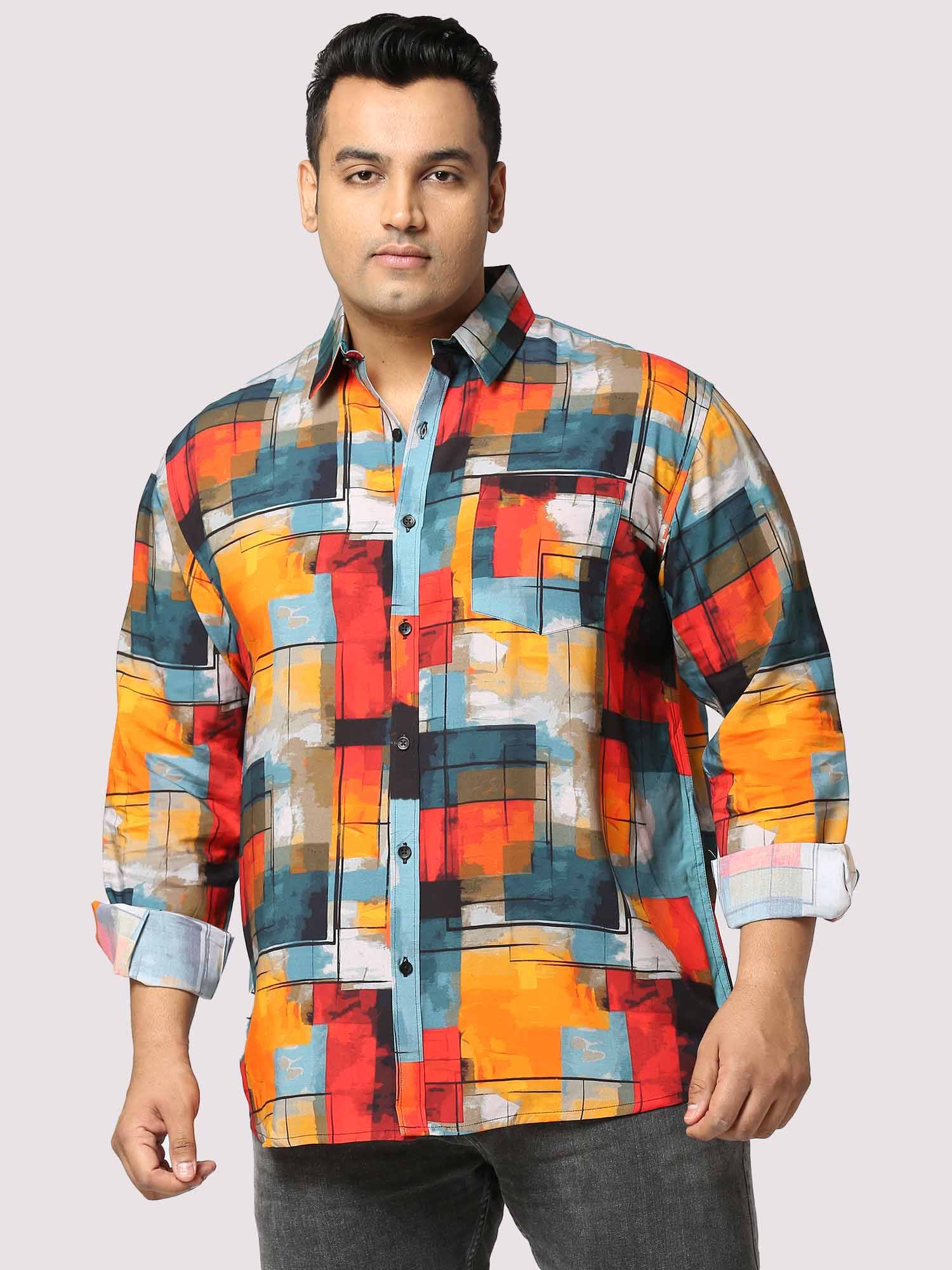 Sunset Strokes Digital Printed Full Sleeve Men's Plus Size - Guniaa Fashions