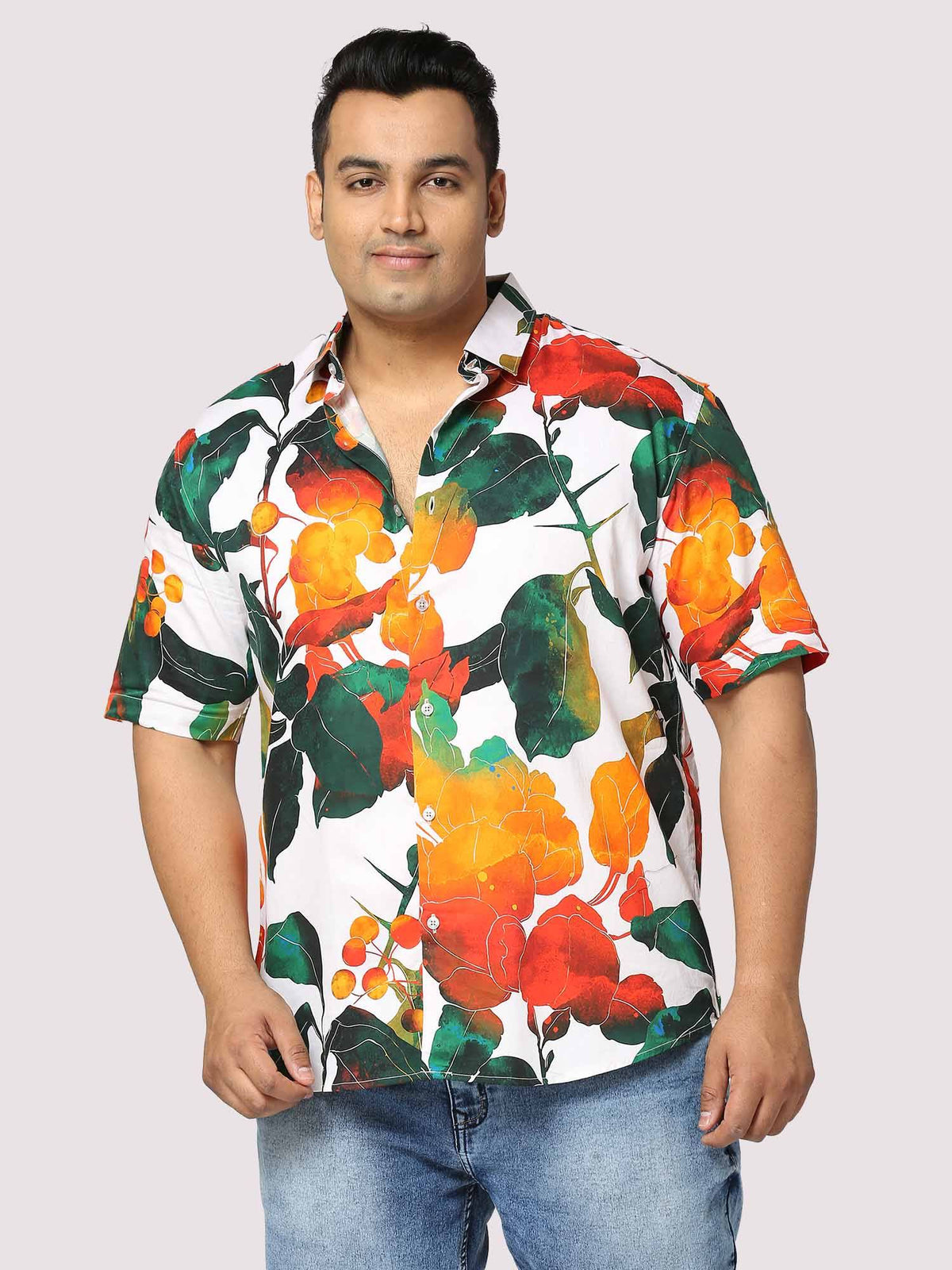 Sunshade Digital Printed Half Shirt Men's Plus Size - Guniaa Fashions