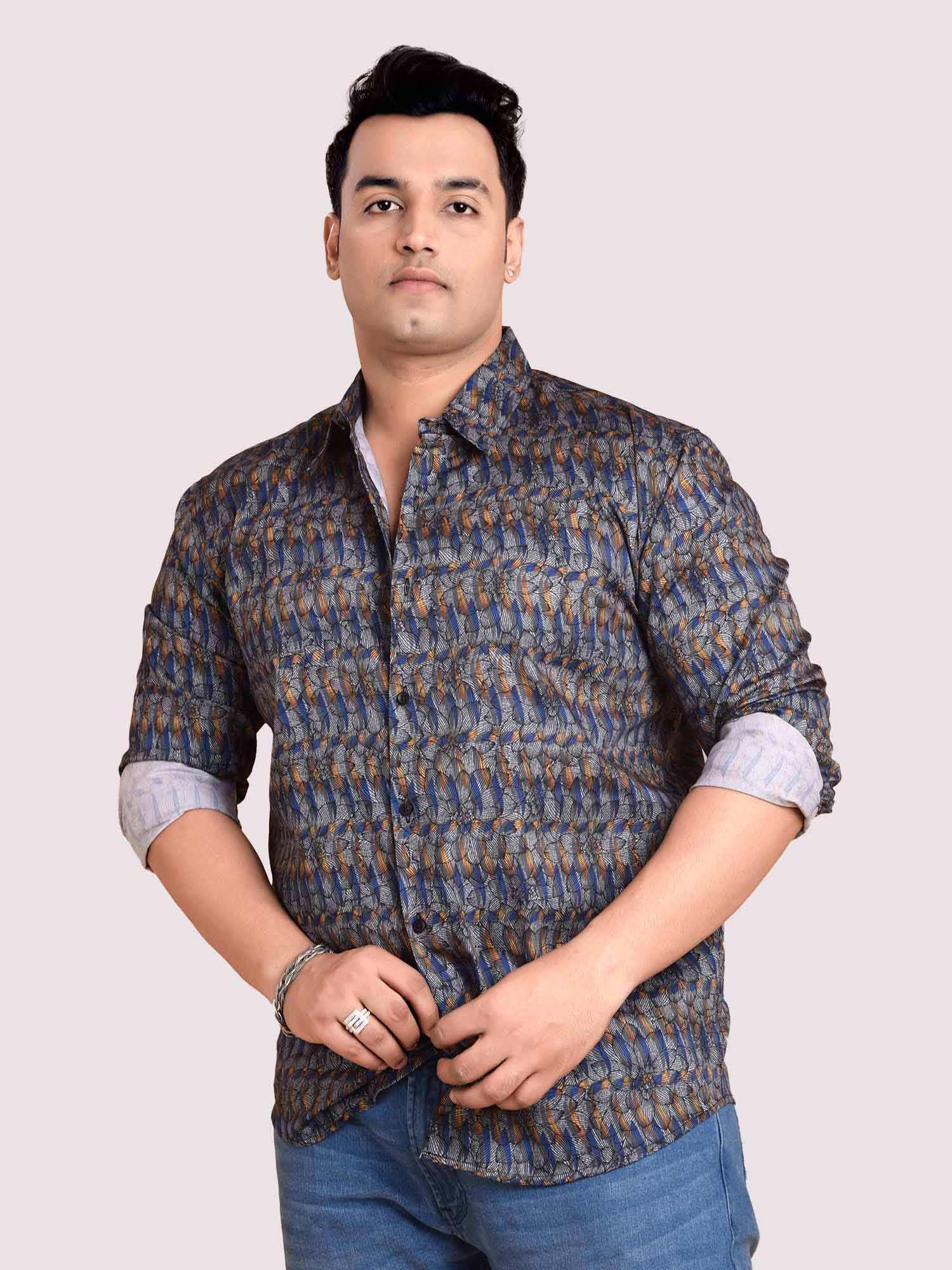 Symetric Flowers Printed Full Sleeve Men's Plus Size - Guniaa Fashions