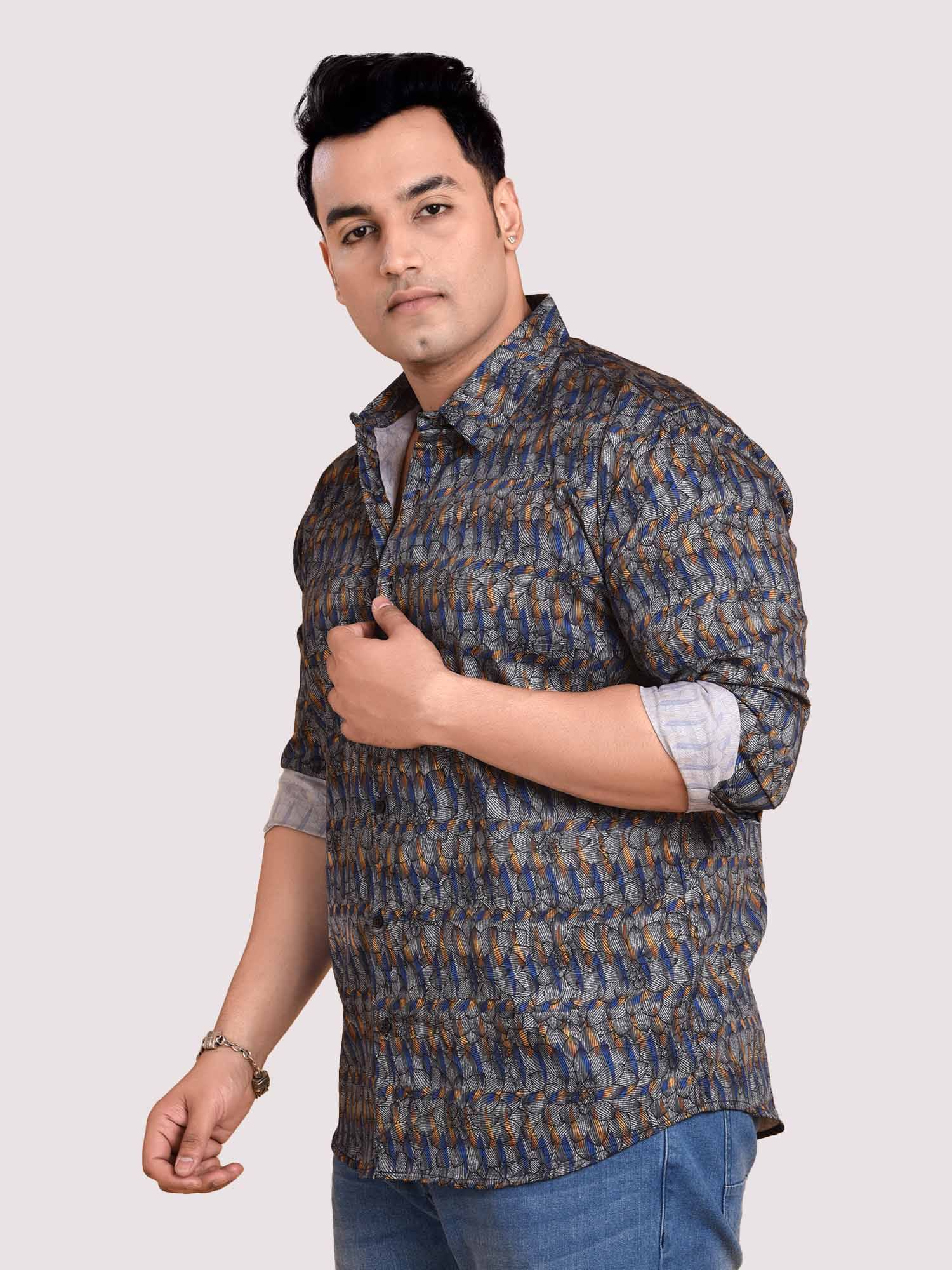 Symetric Flowers Printed Full Sleeve Men's Plus Size - Guniaa Fashions